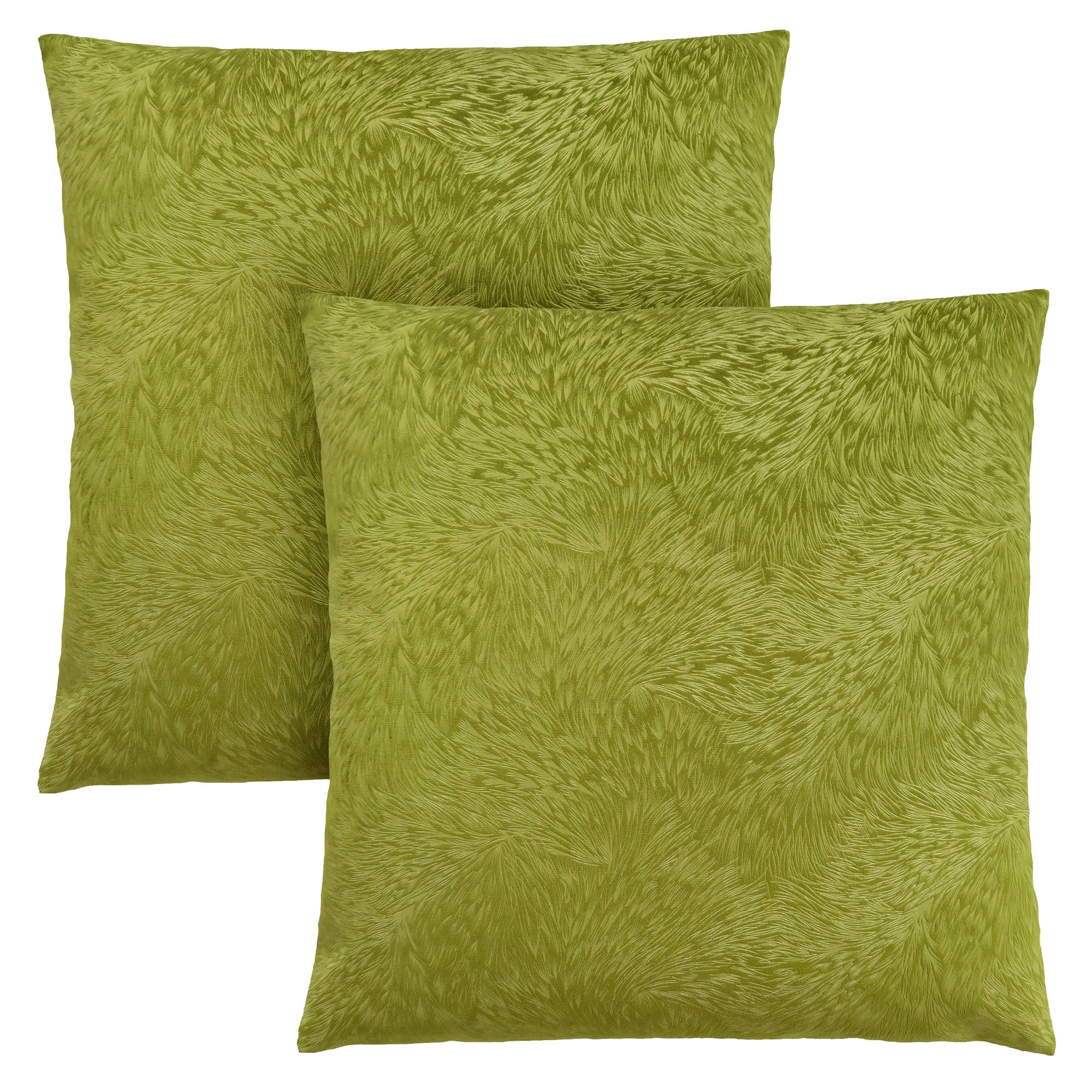 Pillow - 18X 18 / Lime Green Feathered Velvet / 2Pcs