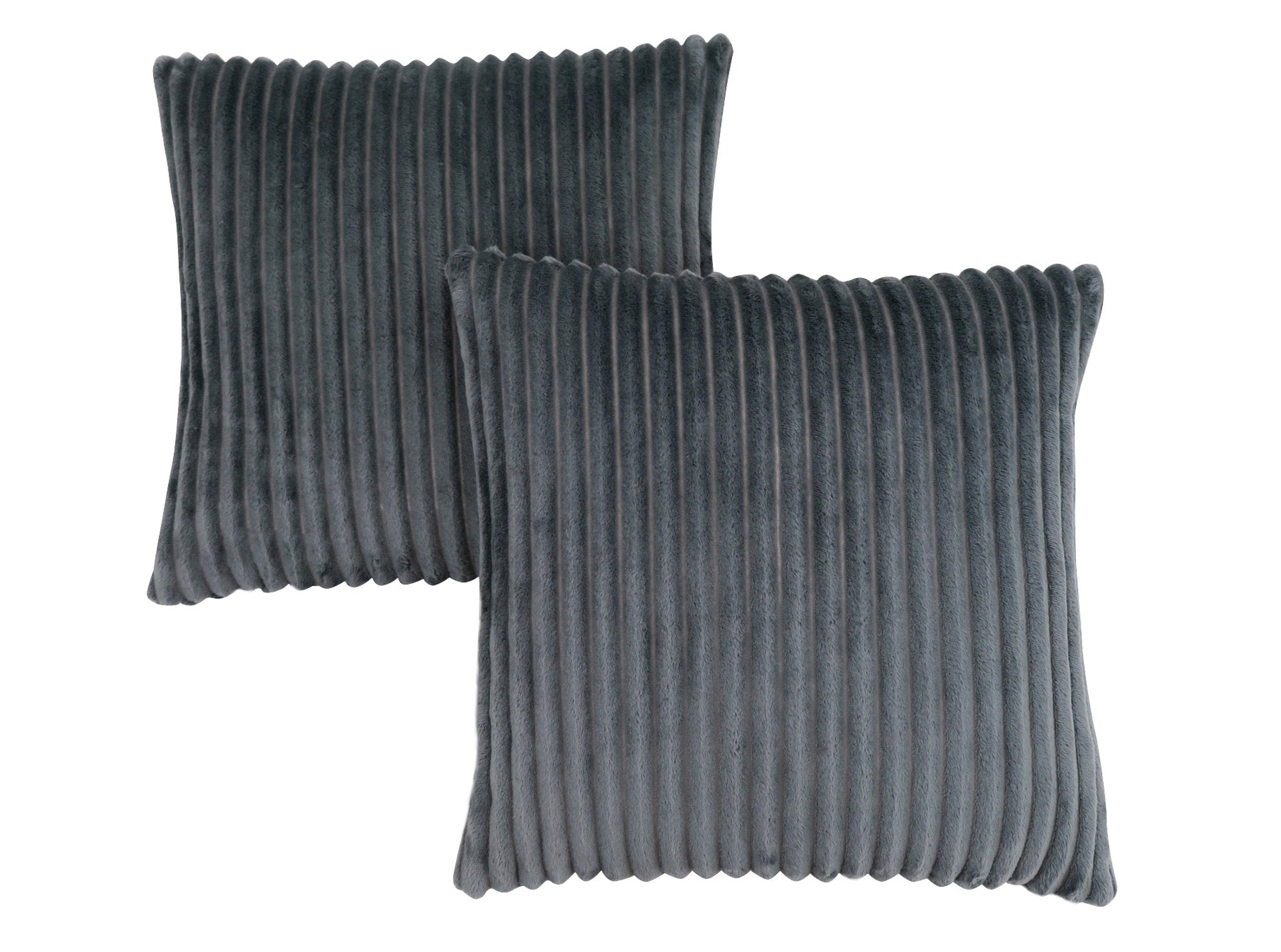 Pillow - 18X 18 / Grey Ultra Soft Ribbed Style / 2Pcs