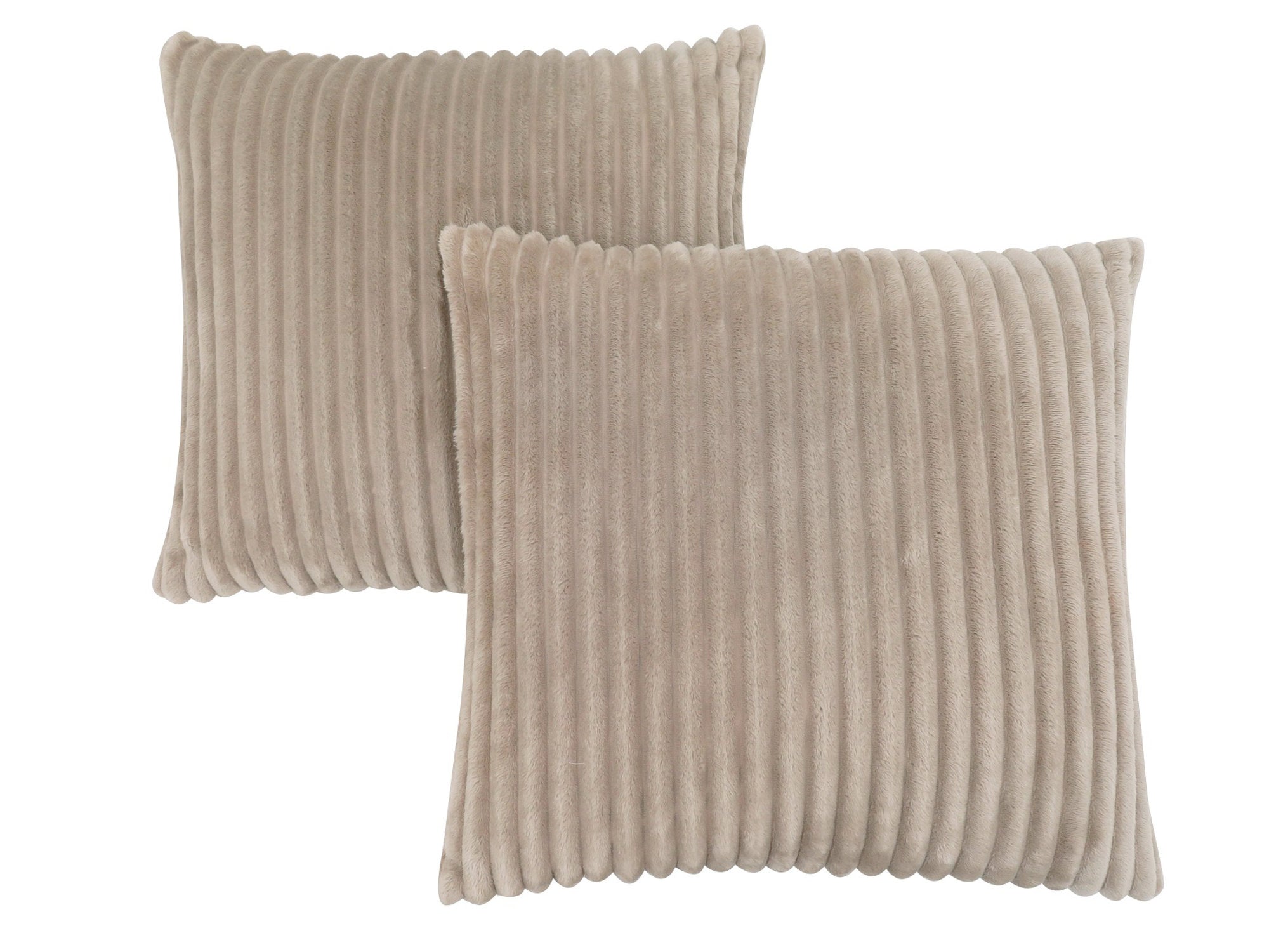 Pillow - 18X 18 / Beige Ultra Soft Ribbed Style / 2Pcs