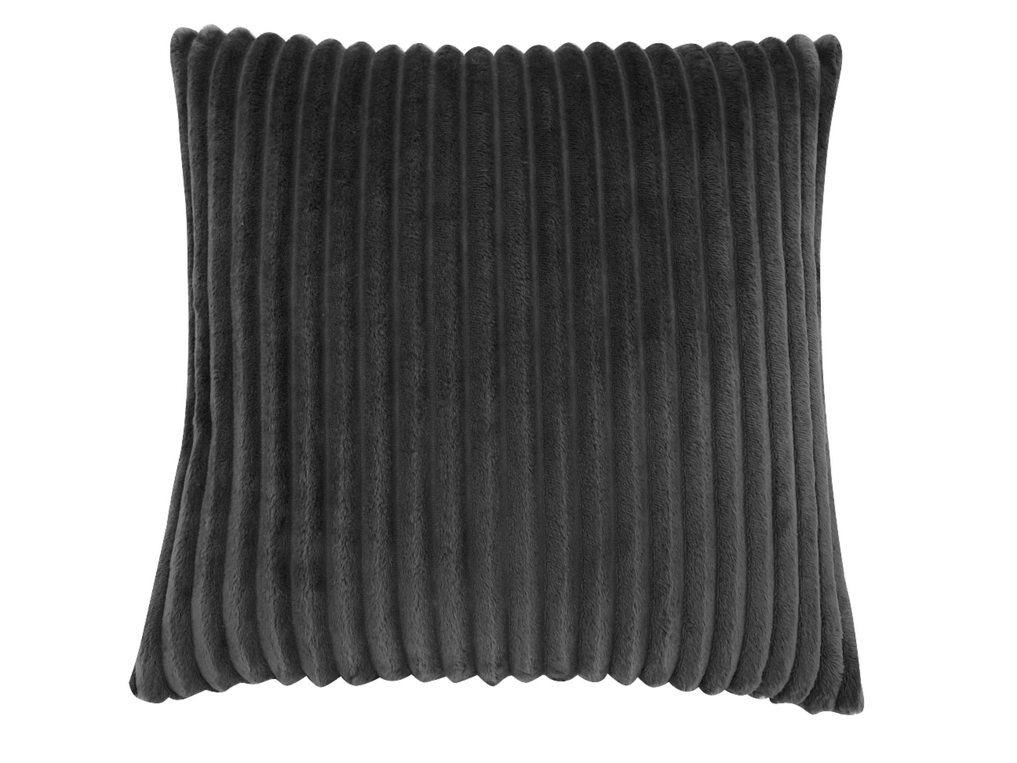 Pillow - 18X 18 / Black Ultra Soft Ribbed Style / 1Pc