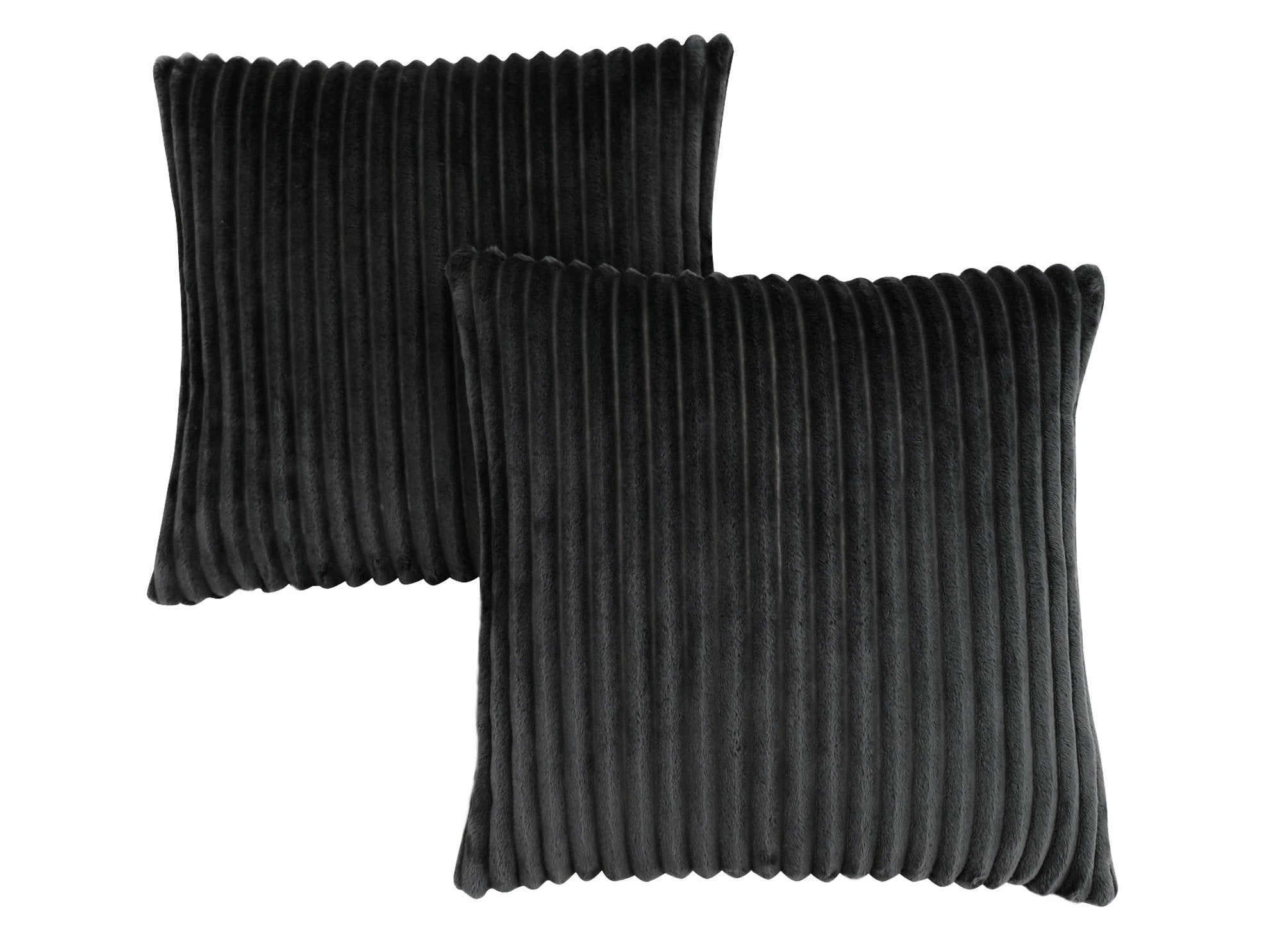 Pillow - 18X 18 / Black Ultra Soft Ribbed Style / 2Pcs