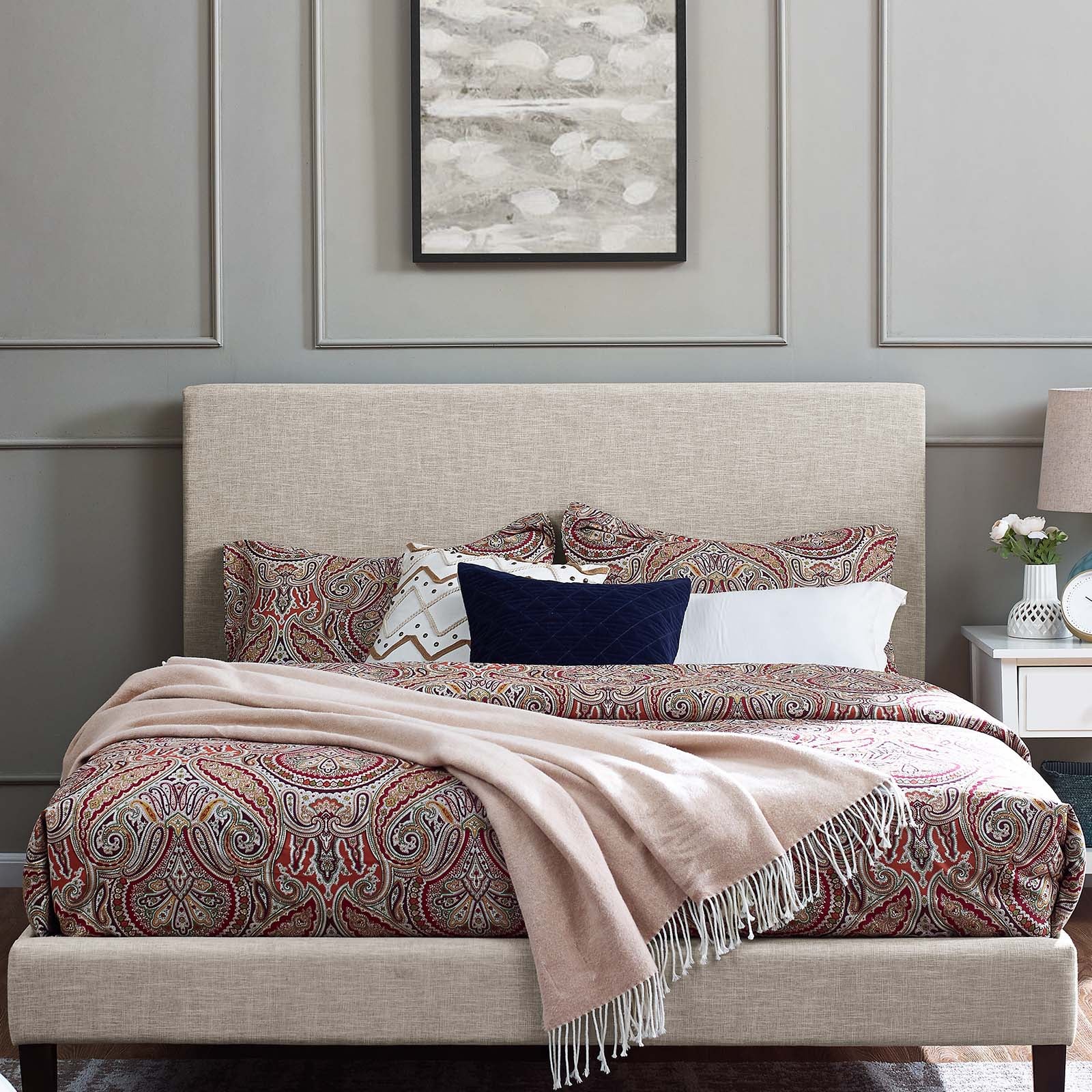 Taylor Full / Queen Upholstered Linen Fabric Headboard