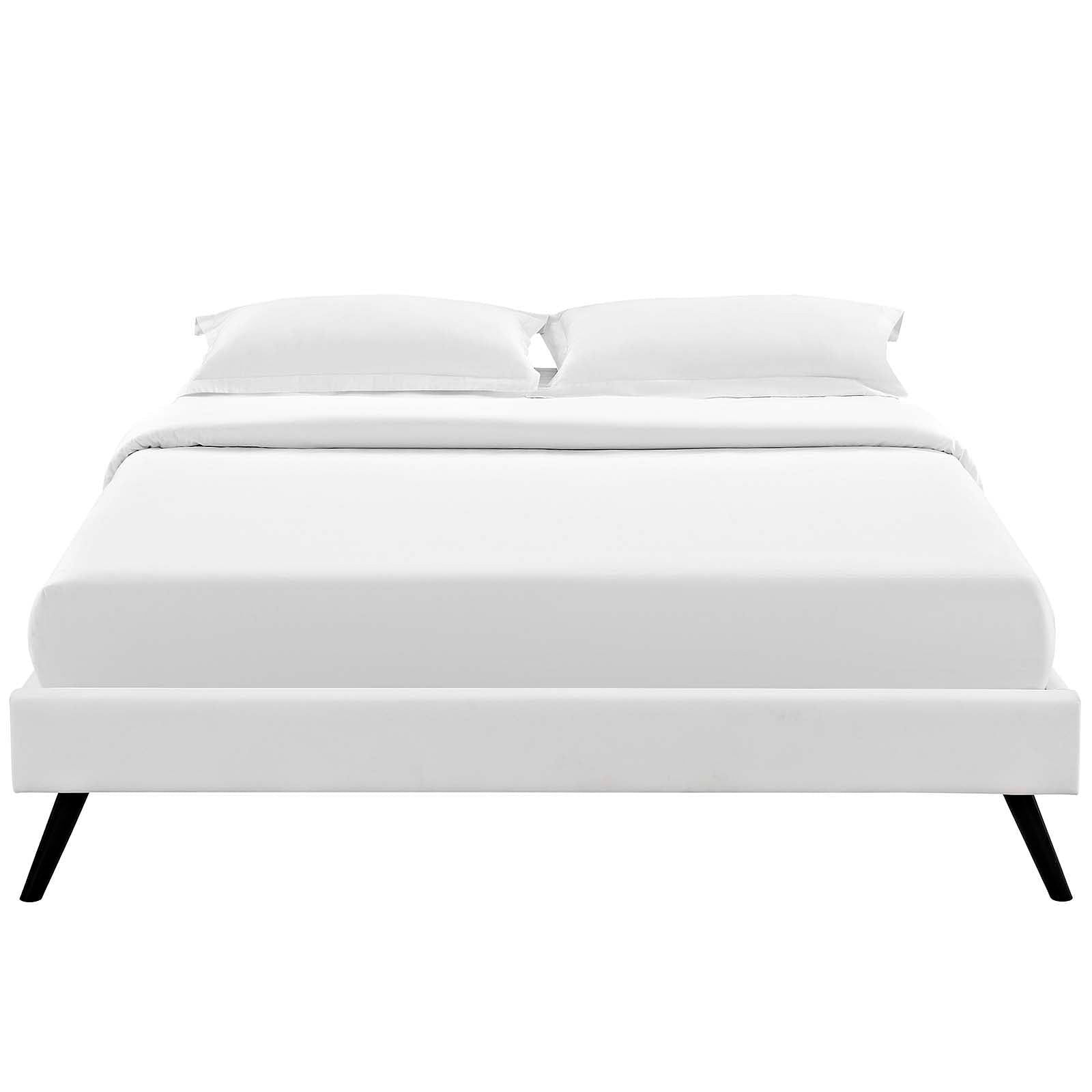 Loryn Queen Vinyl Bed Frame with Round Splayed Legs