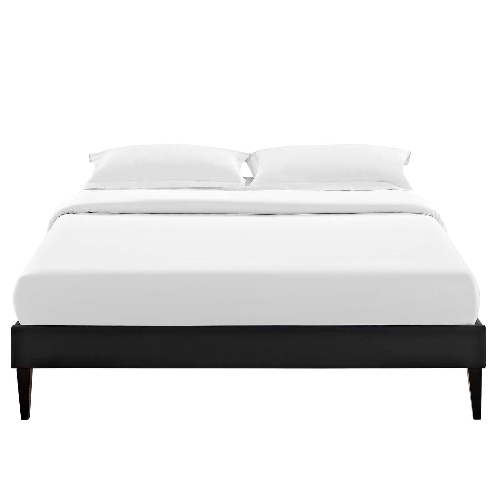 Tessie Full Vinyl Bed Frame with Squared Tapered Legs