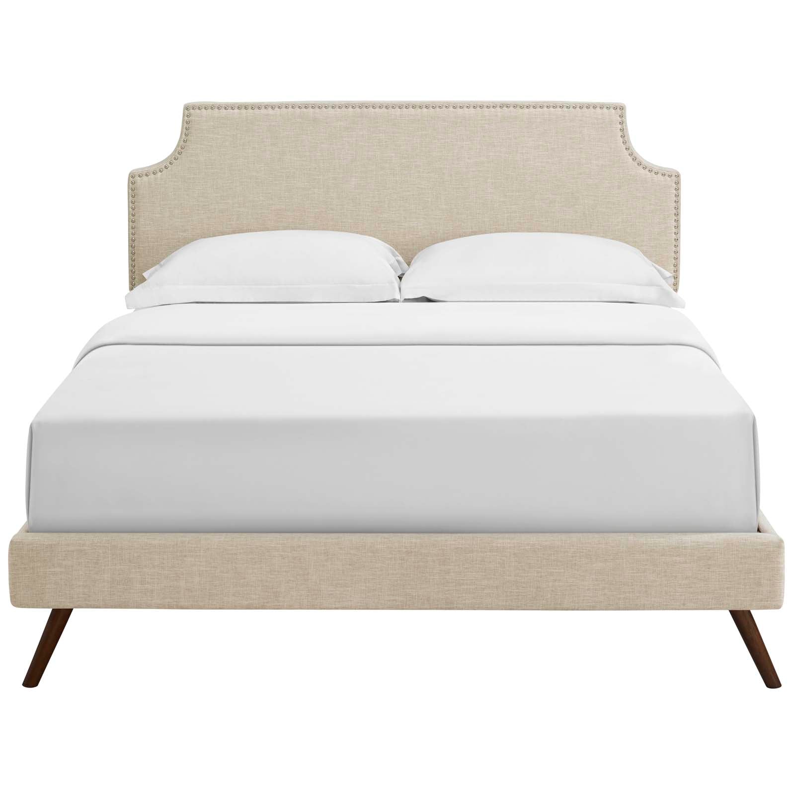 Corene Queen Fabric Platform Bed with Round Splayed Legs