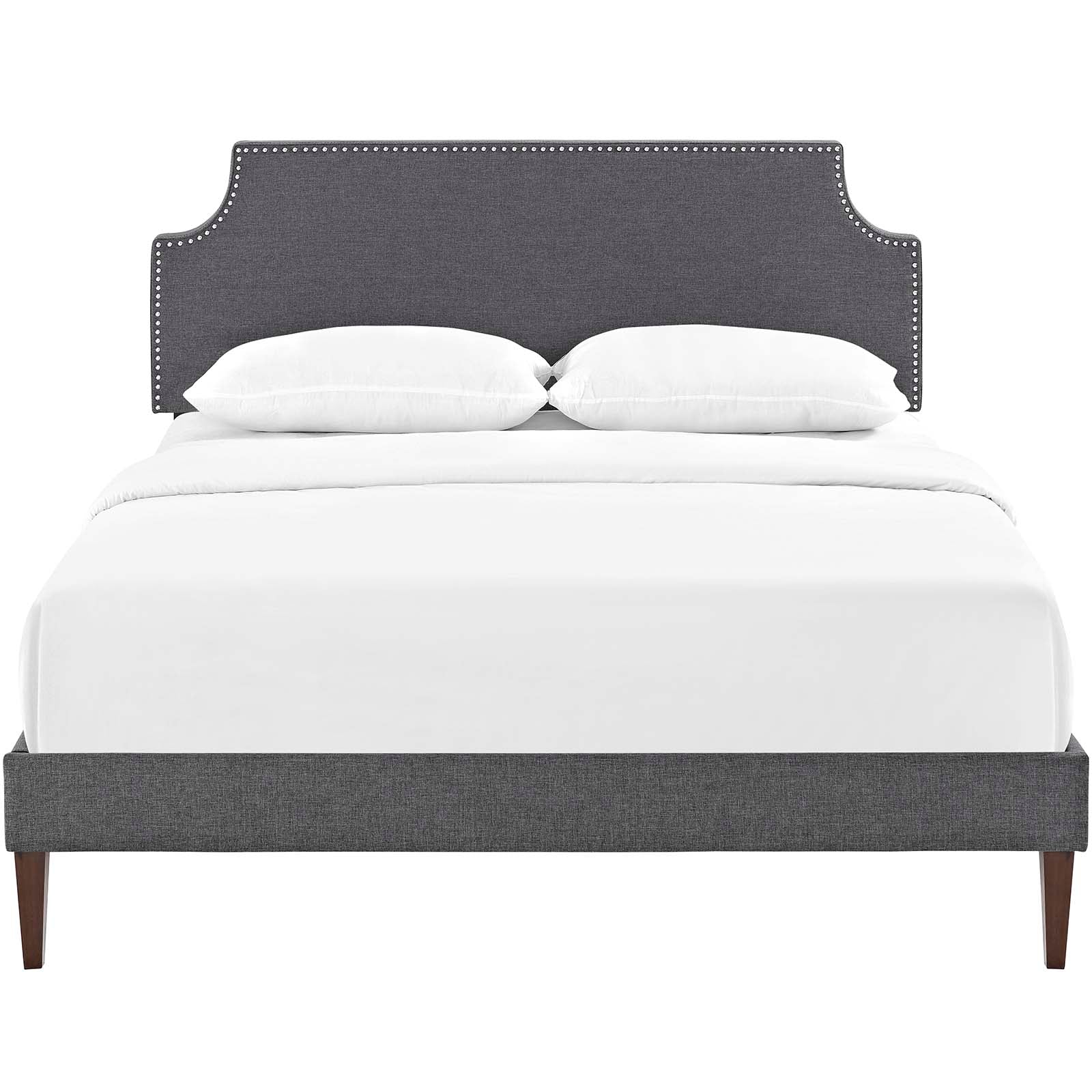 Corene King Fabric Platform Bed with Squared Tapered Legs