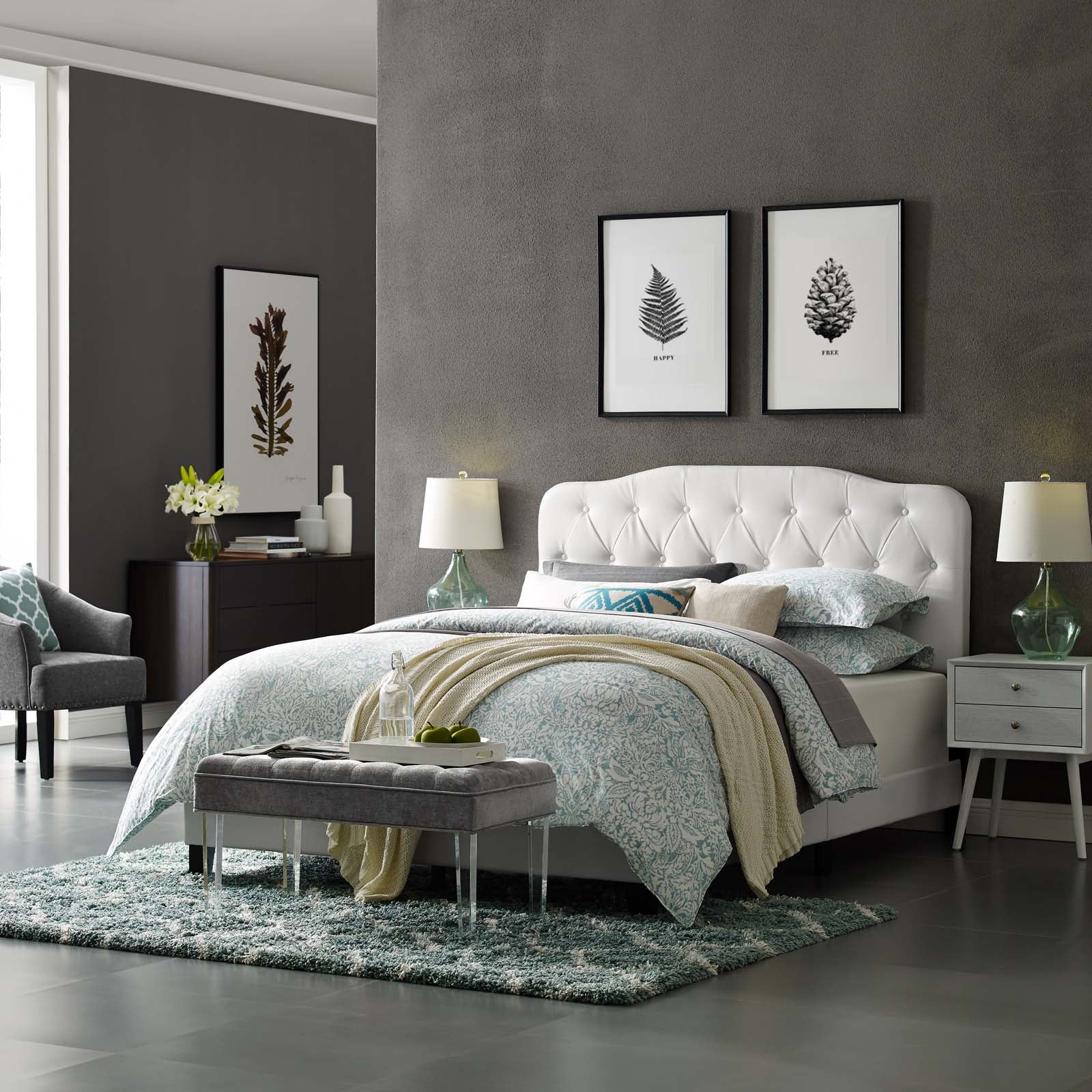 Amelia Queen Faux Leather Bed