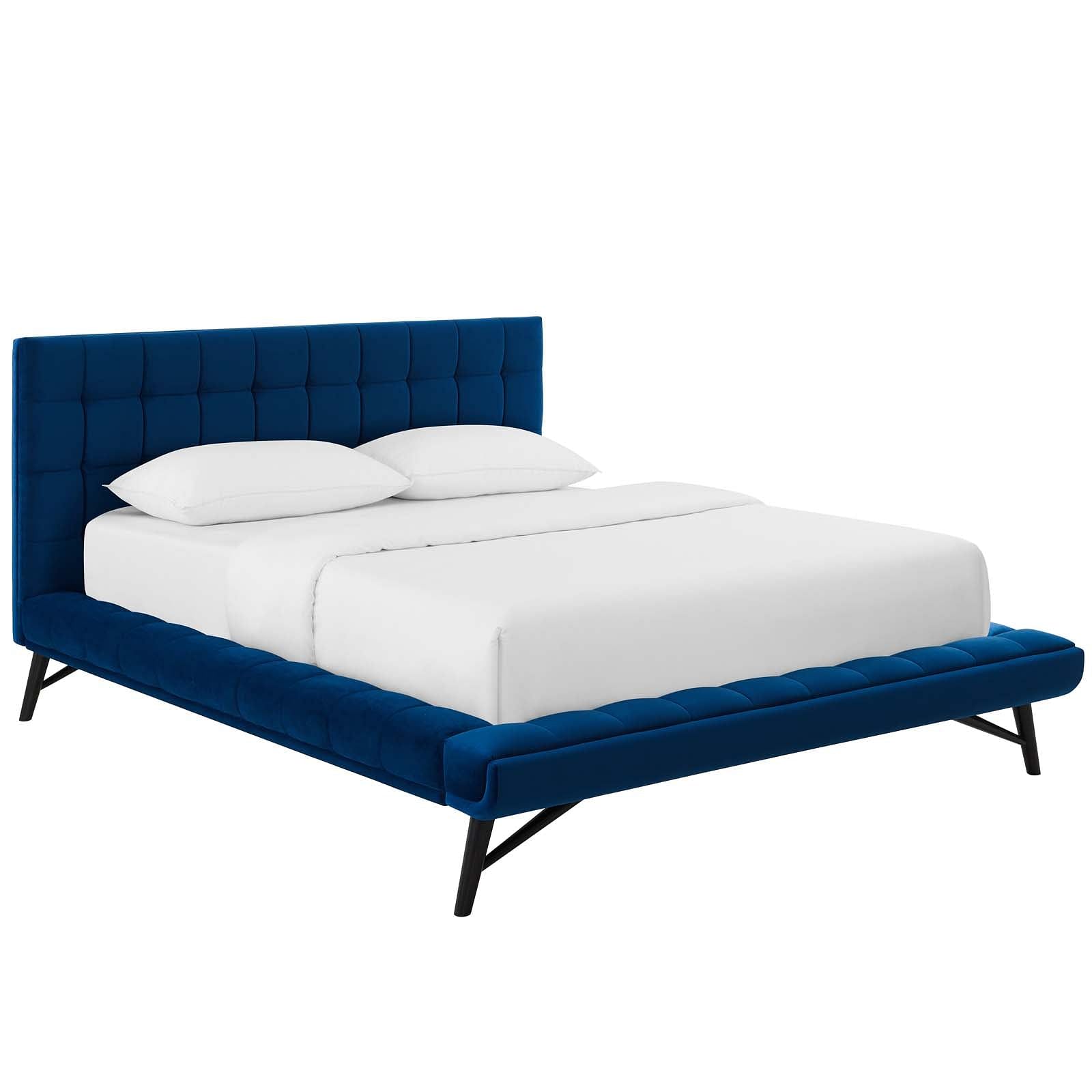 Julia Queen Biscuit Tufted Performance Velvet Platform Bed