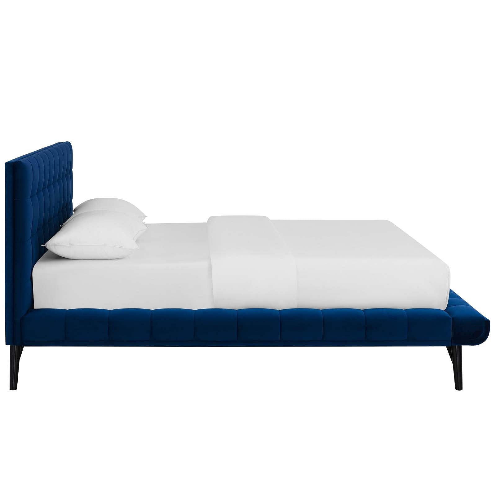 Julia Queen Biscuit Tufted Performance Velvet Platform Bed