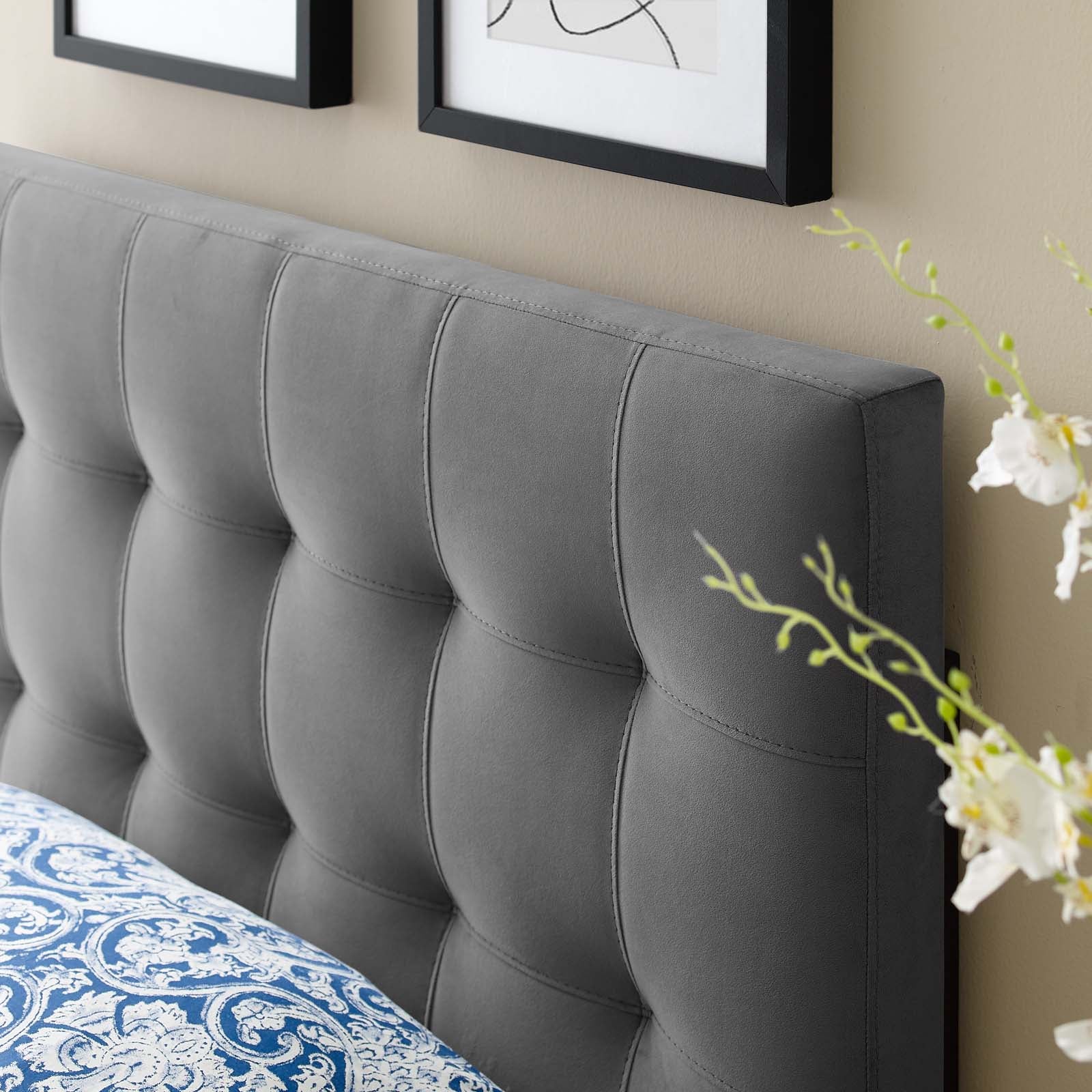 Lily Biscuit Tufted Twin Performance Velvet Headboard