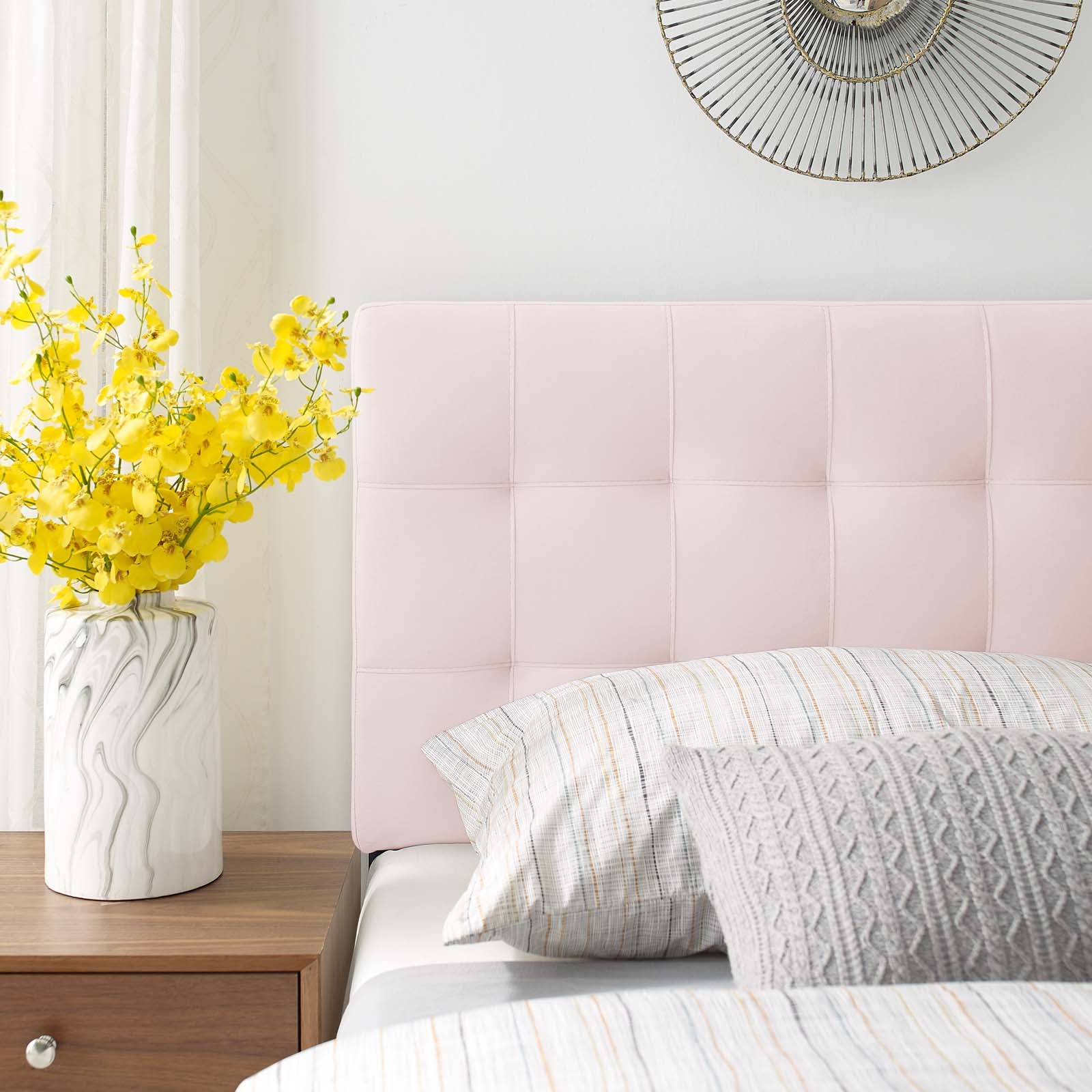 Lily Biscuit Tufted Twin Performance Velvet Headboard