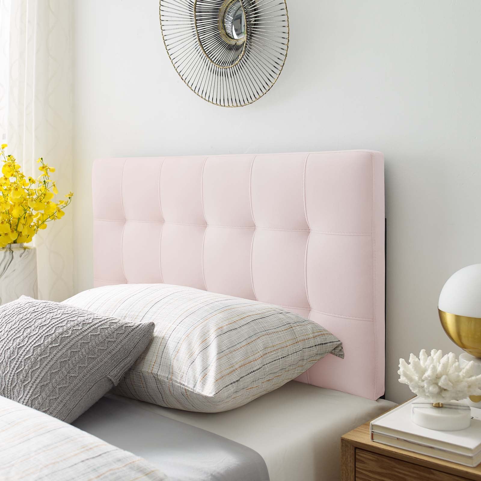 Lily Biscuit Tufted Twin Performance Velvet Headboard