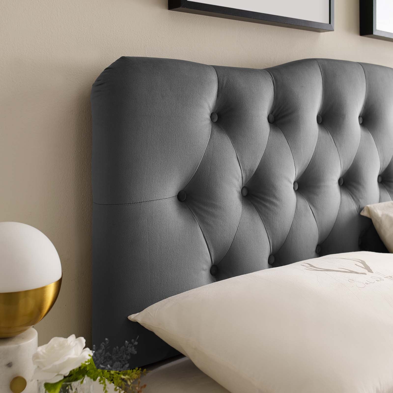 Annabel Queen Diamond Tufted Performance Velvet Headboard