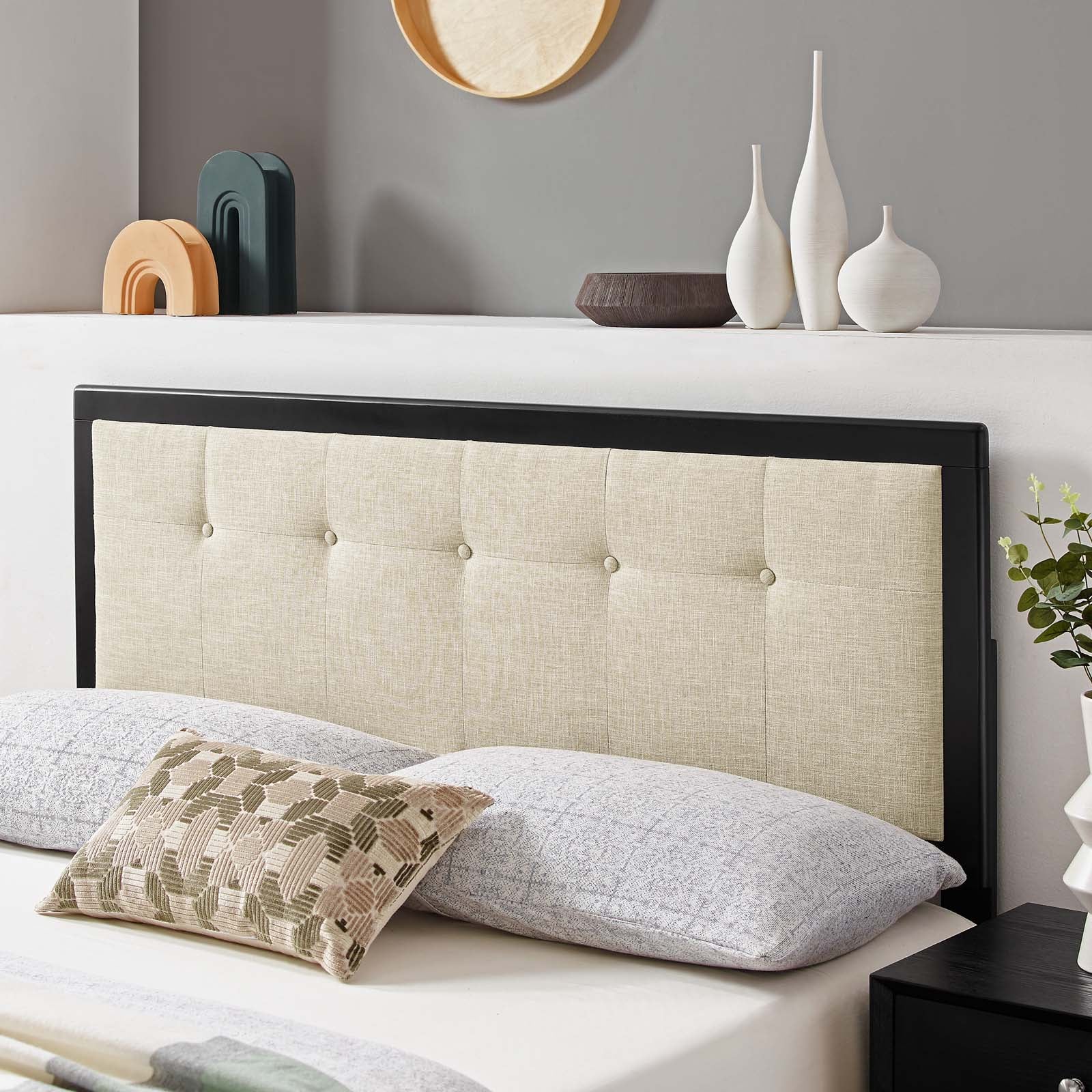 Draper Tufted King Fabric and Wood Headboard