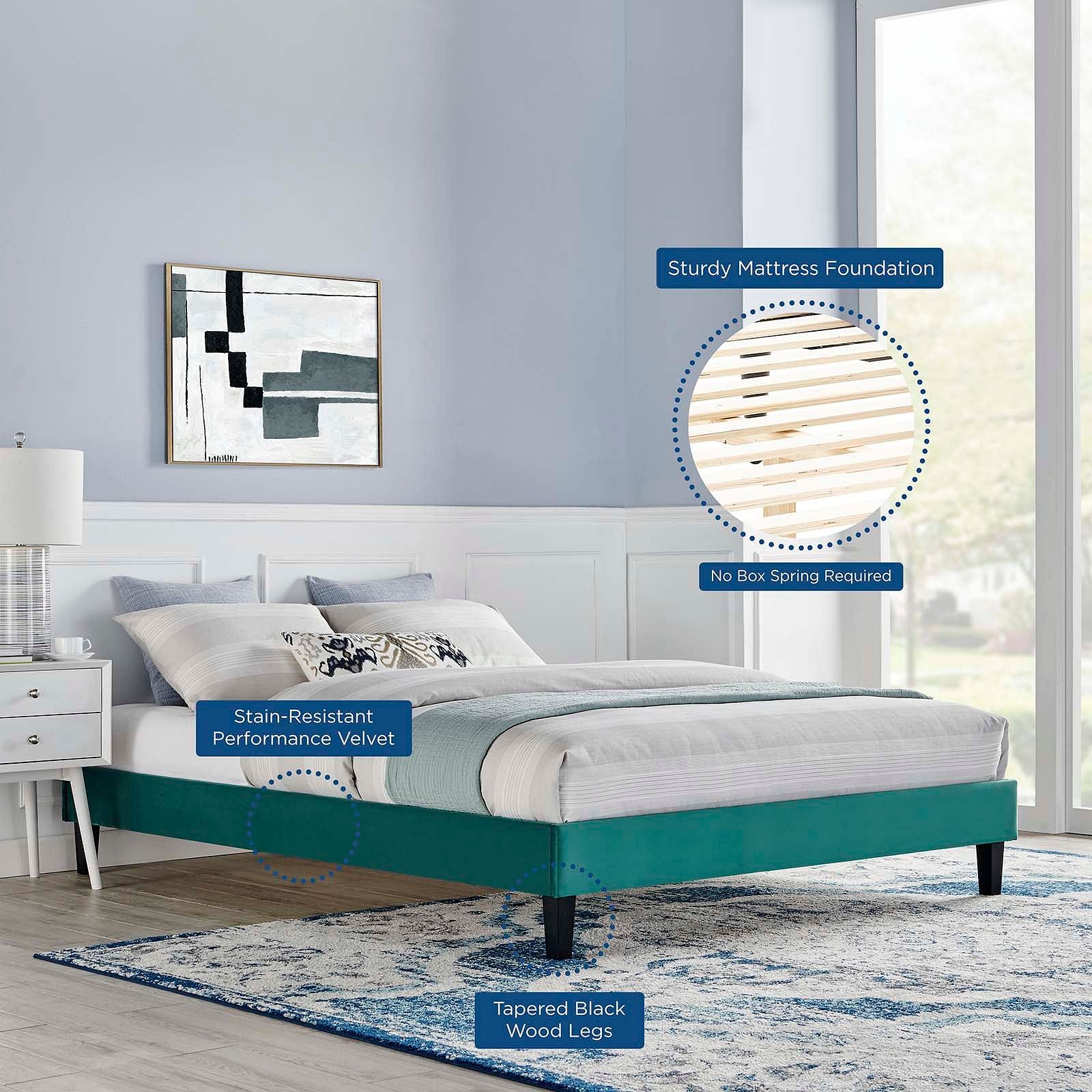 Reign Full Performance Velvet Platform Bed Frame