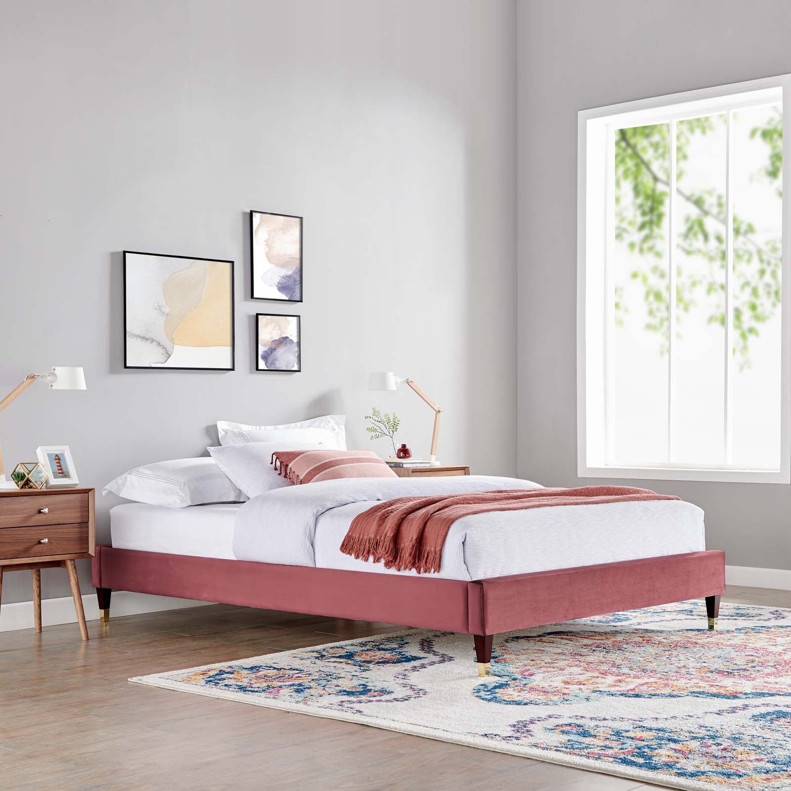 Harlow Full Performance Velvet Platform Bed Frame