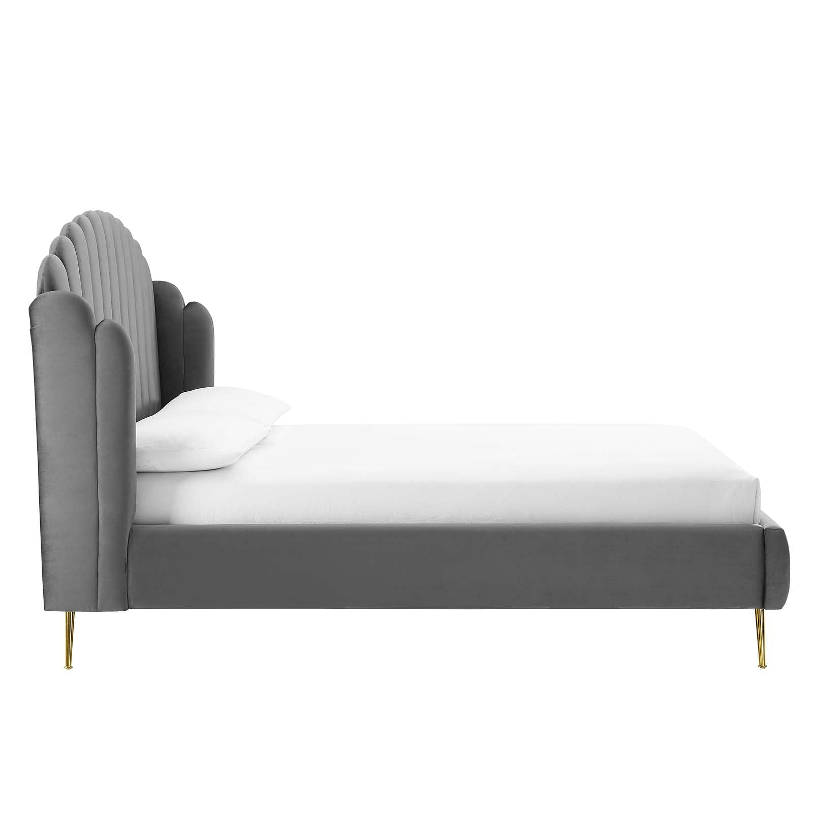 Lana Queen Performance Velvet Wingback Platform Bed