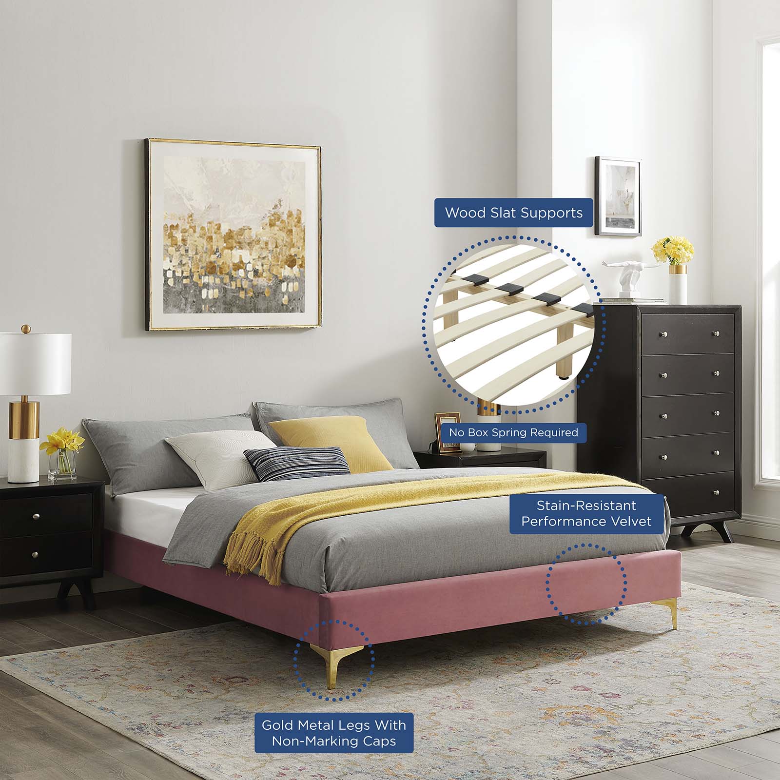 Sutton Twin Performance Velvet Bed Frame