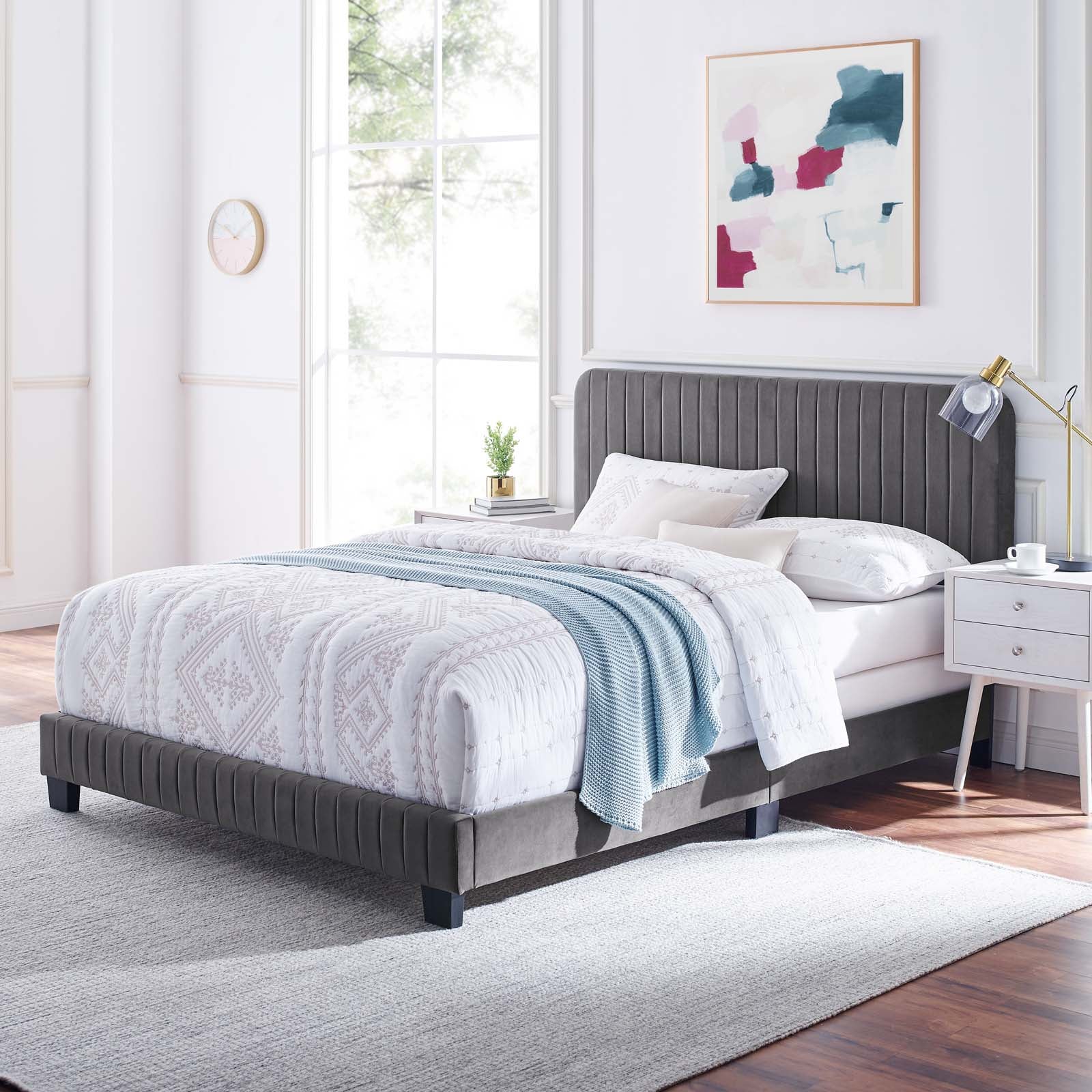 Celine Channel Tufted Performance Velvet King Bed