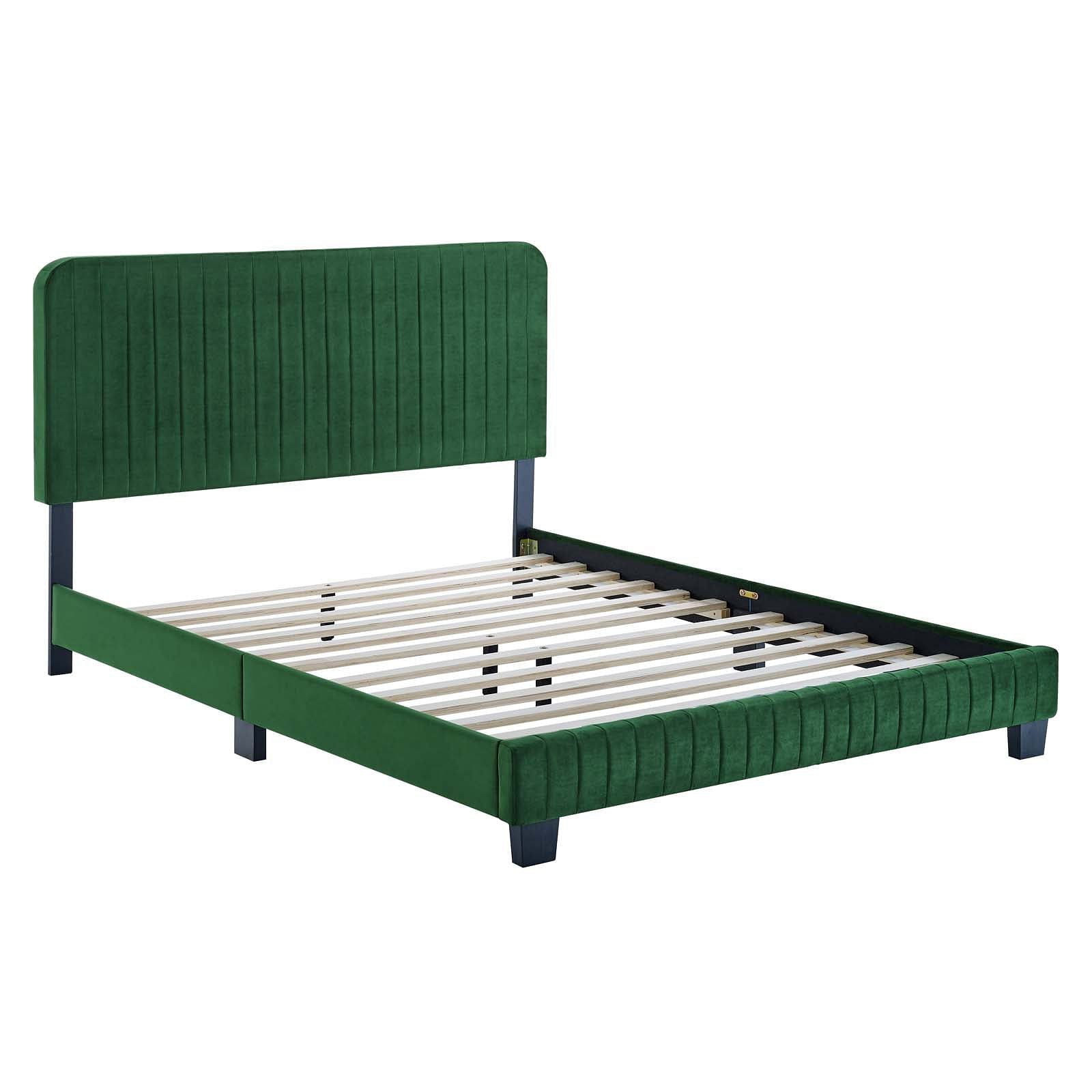 Celine Channel Tufted Performance Velvet Twin Platform Bed