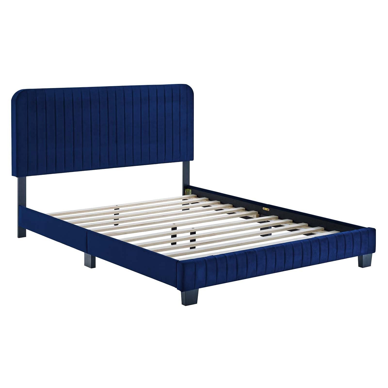 Celine Channel Tufted Performance Velvet Twin Platform Bed