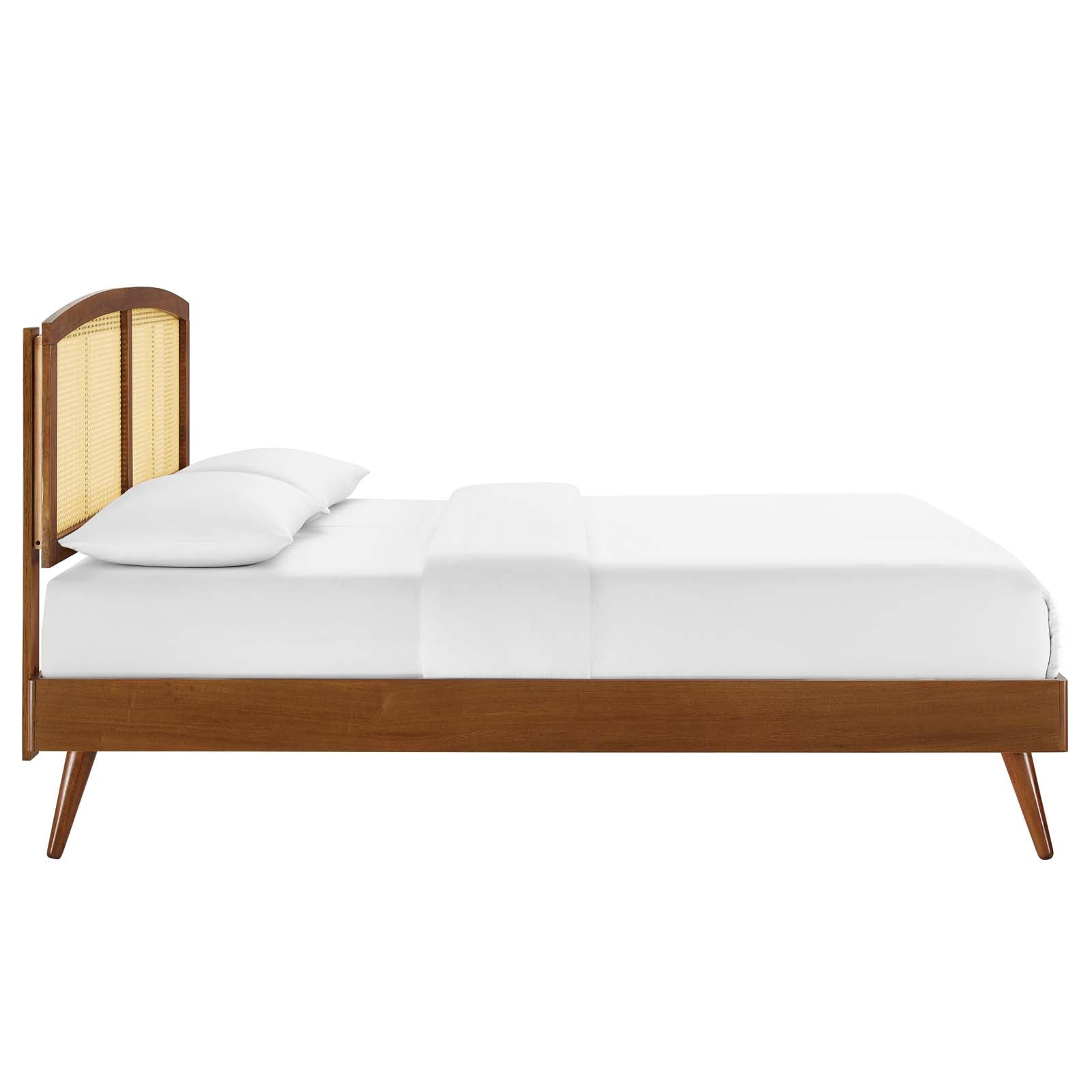 Sierra Cane and Wood Queen Platform Bed With Splayed Legs