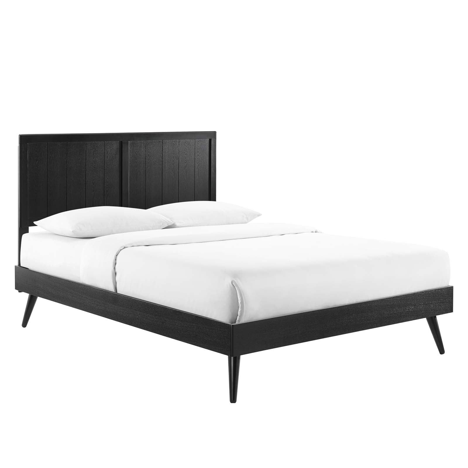 Alana Queen Wood Platform Bed With Splayed Legs