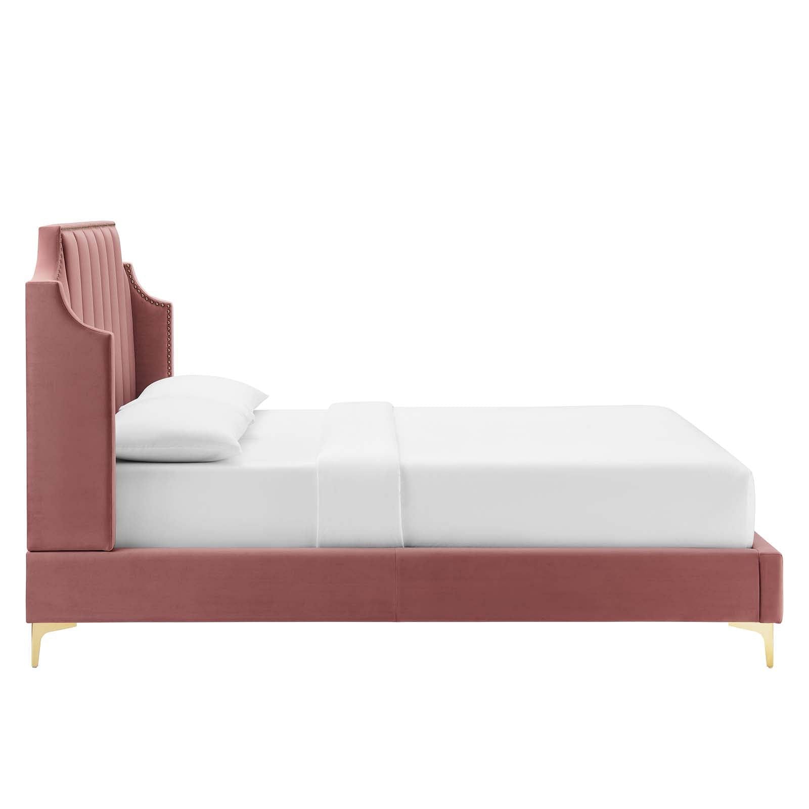 Daniella Performance Velvet Queen Platform Bed