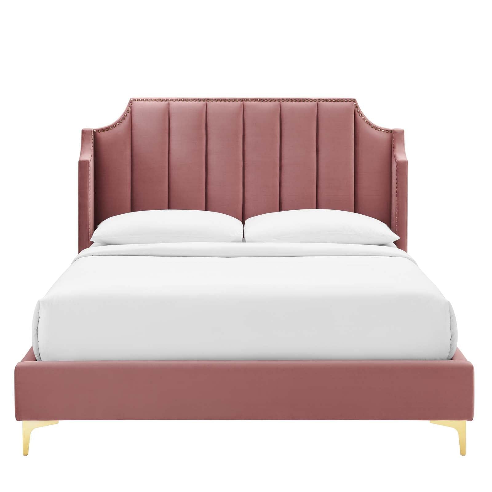 Daniella Performance Velvet Queen Platform Bed