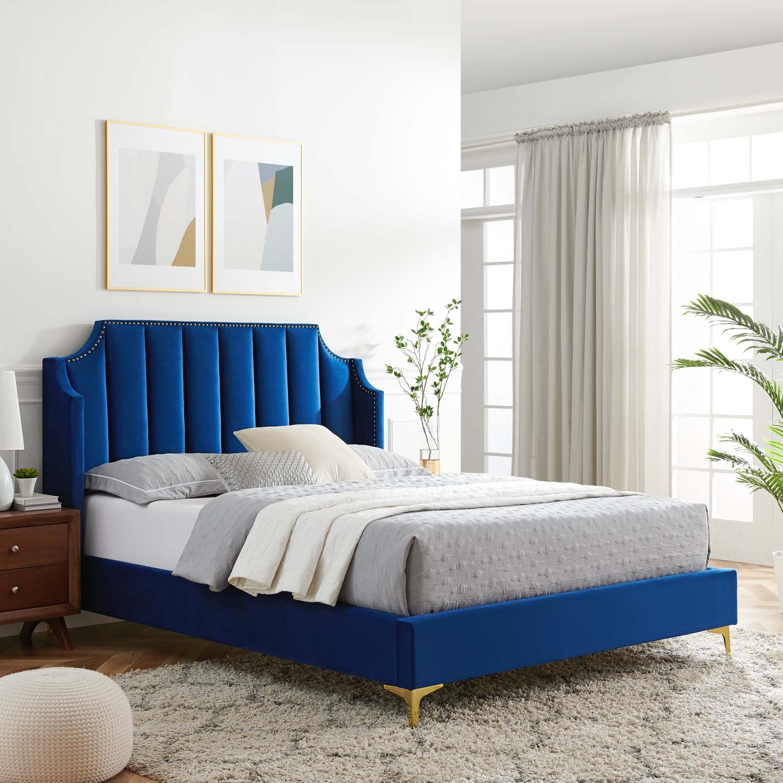 Daniella Performance Velvet Queen Platform Bed