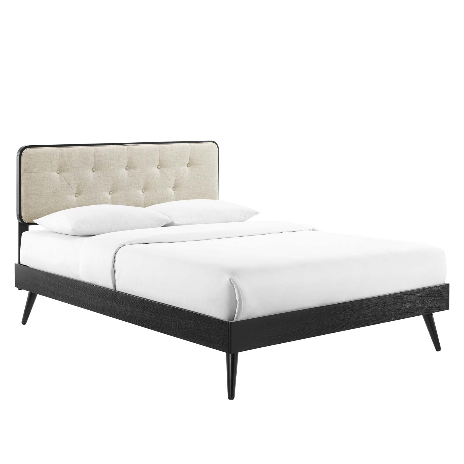 Bridgette King Wood Platform Bed With Splayed Legs