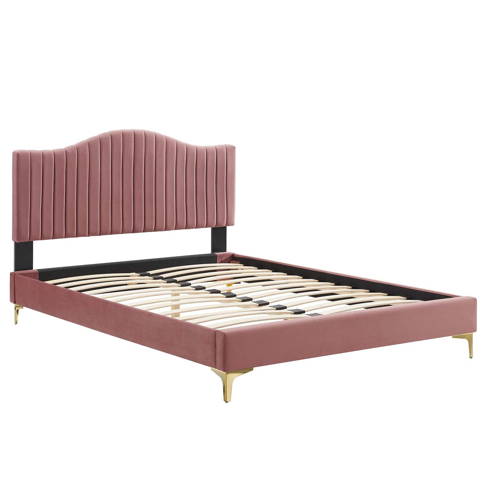 Juniper Channel Tufted Performance Velvet Queen Platform Bed