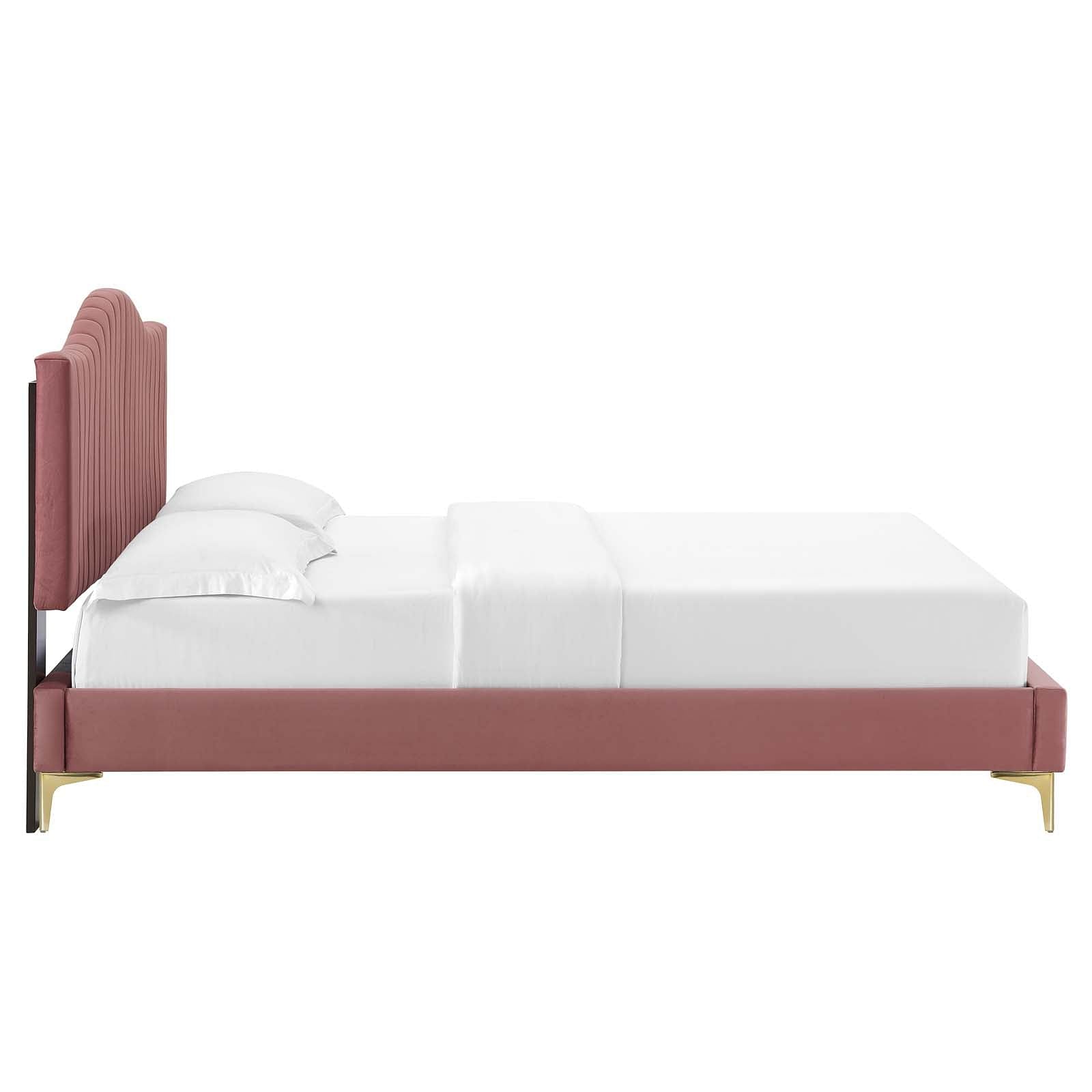 Juniper Channel Tufted Performance Velvet Queen Platform Bed