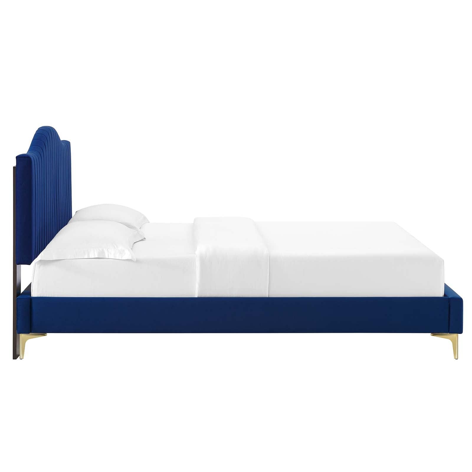 Juniper Channel Tufted Performance Velvet Queen Platform Bed