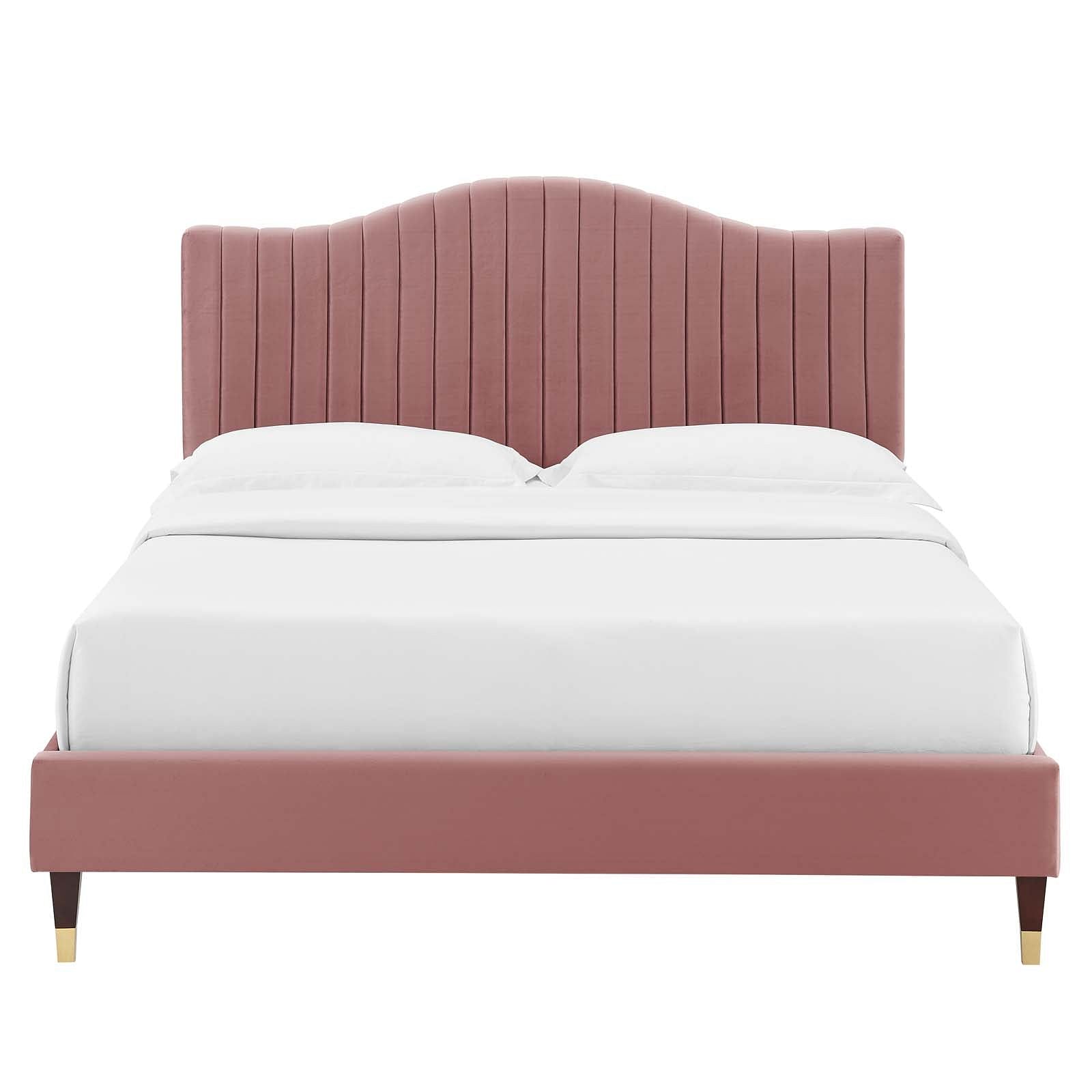 Juniper Channel Tufted Performance Velvet Queen Platform Bed