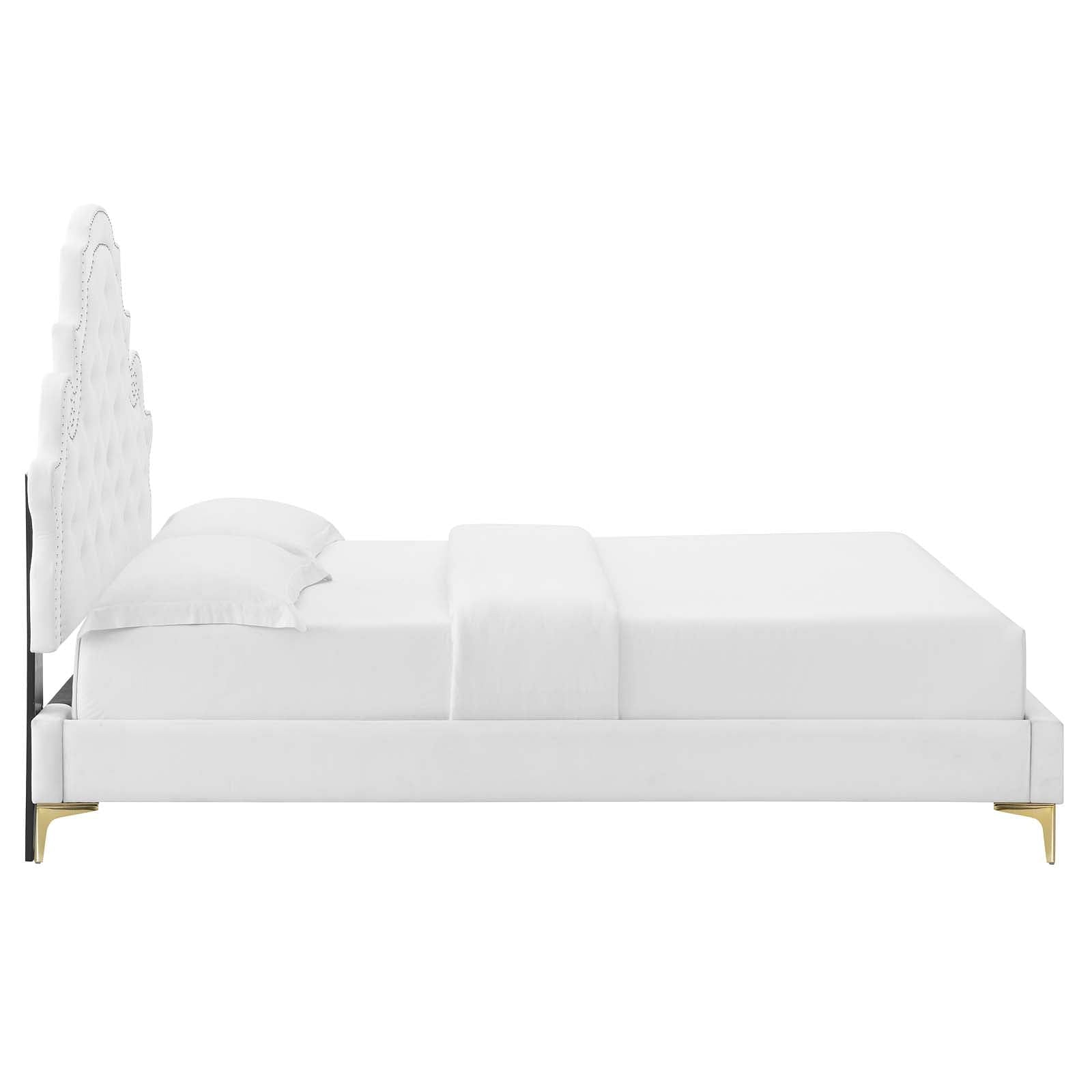 Gwyneth Tufted Performance Velvet Queen Platform Bed