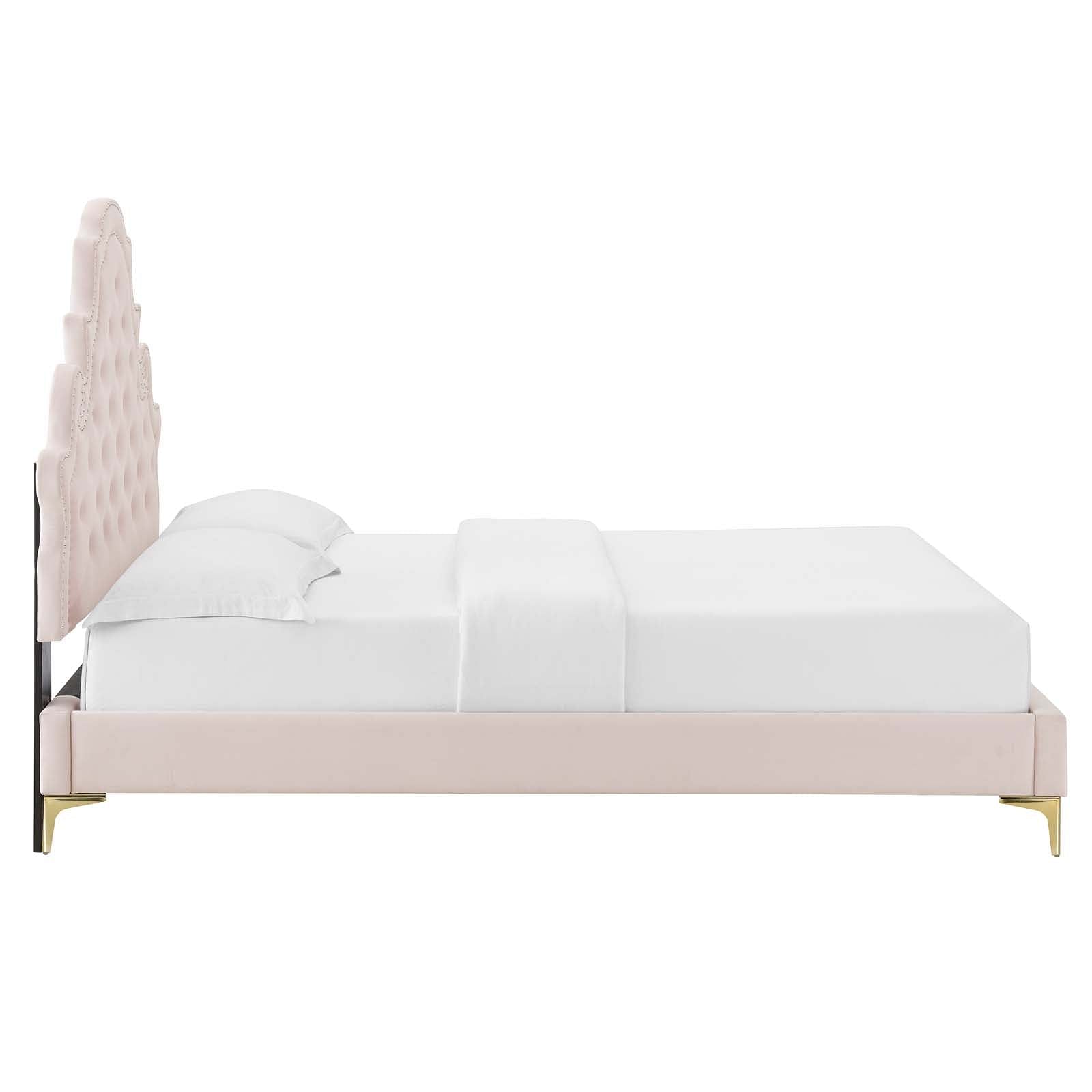 Gwyneth Tufted Performance Velvet Twin Platform Bed