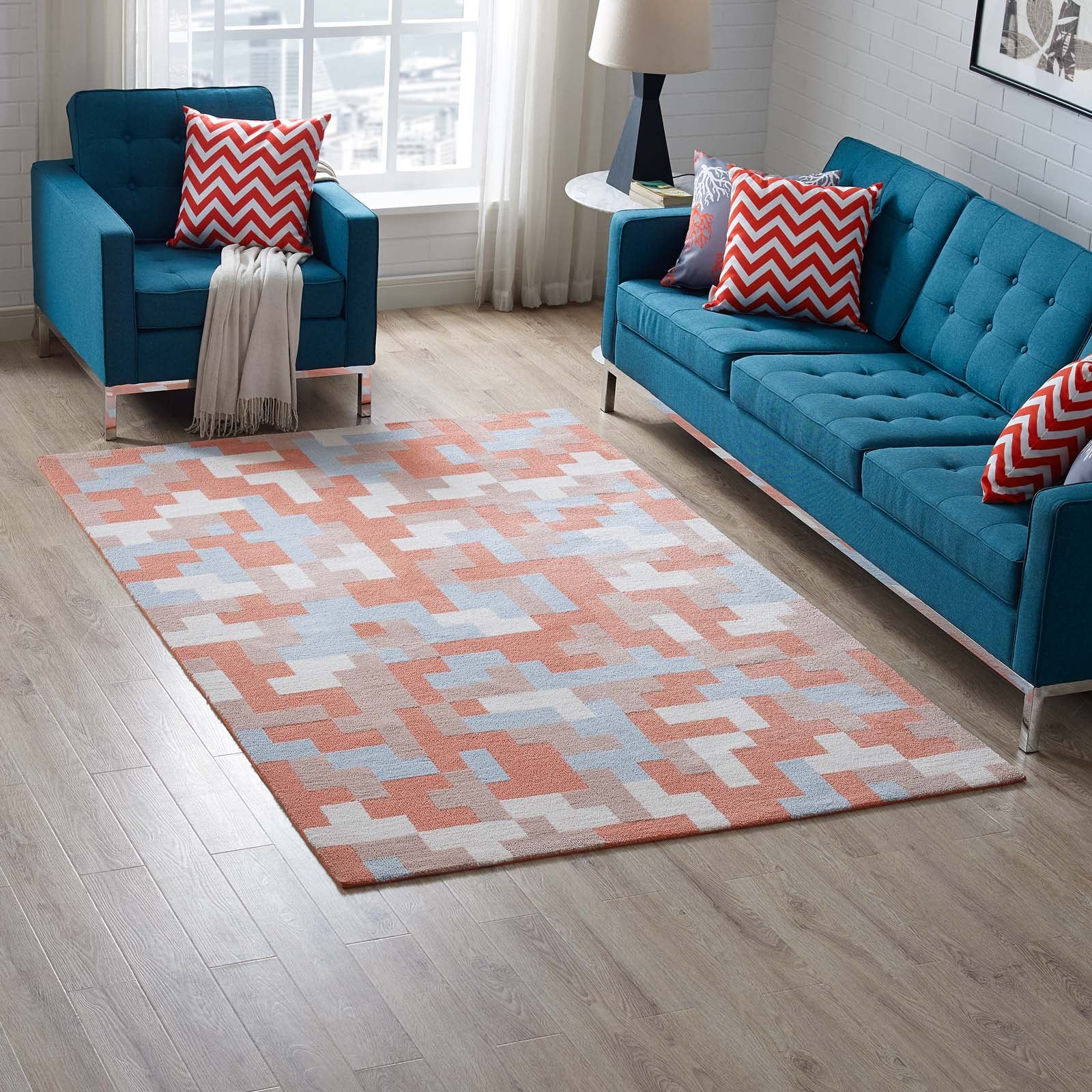 Andela Interlocking Block Mosaic 5x8 Area Rug