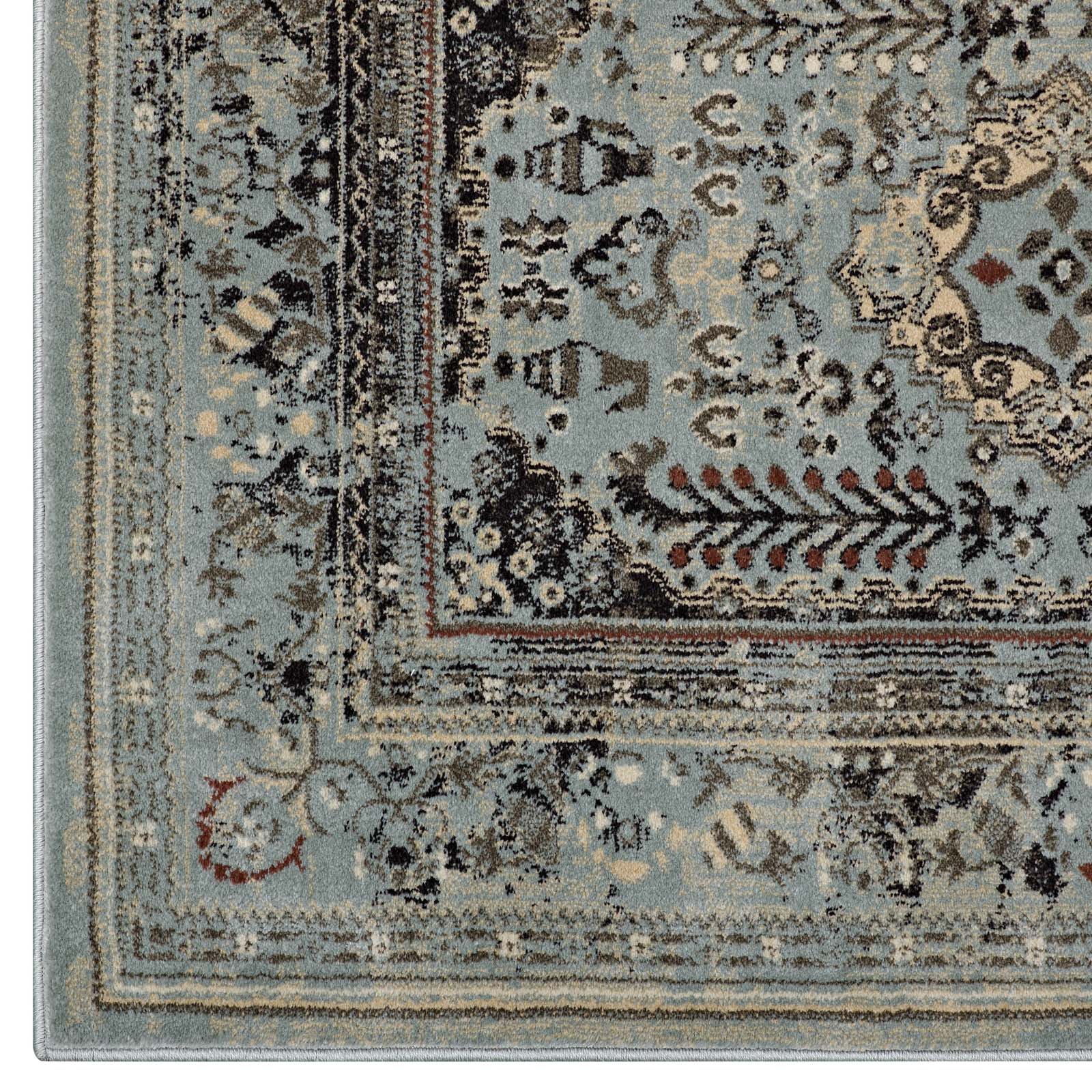 Enye Distressed Vintage Floral Lattice 5x8 Area Rug