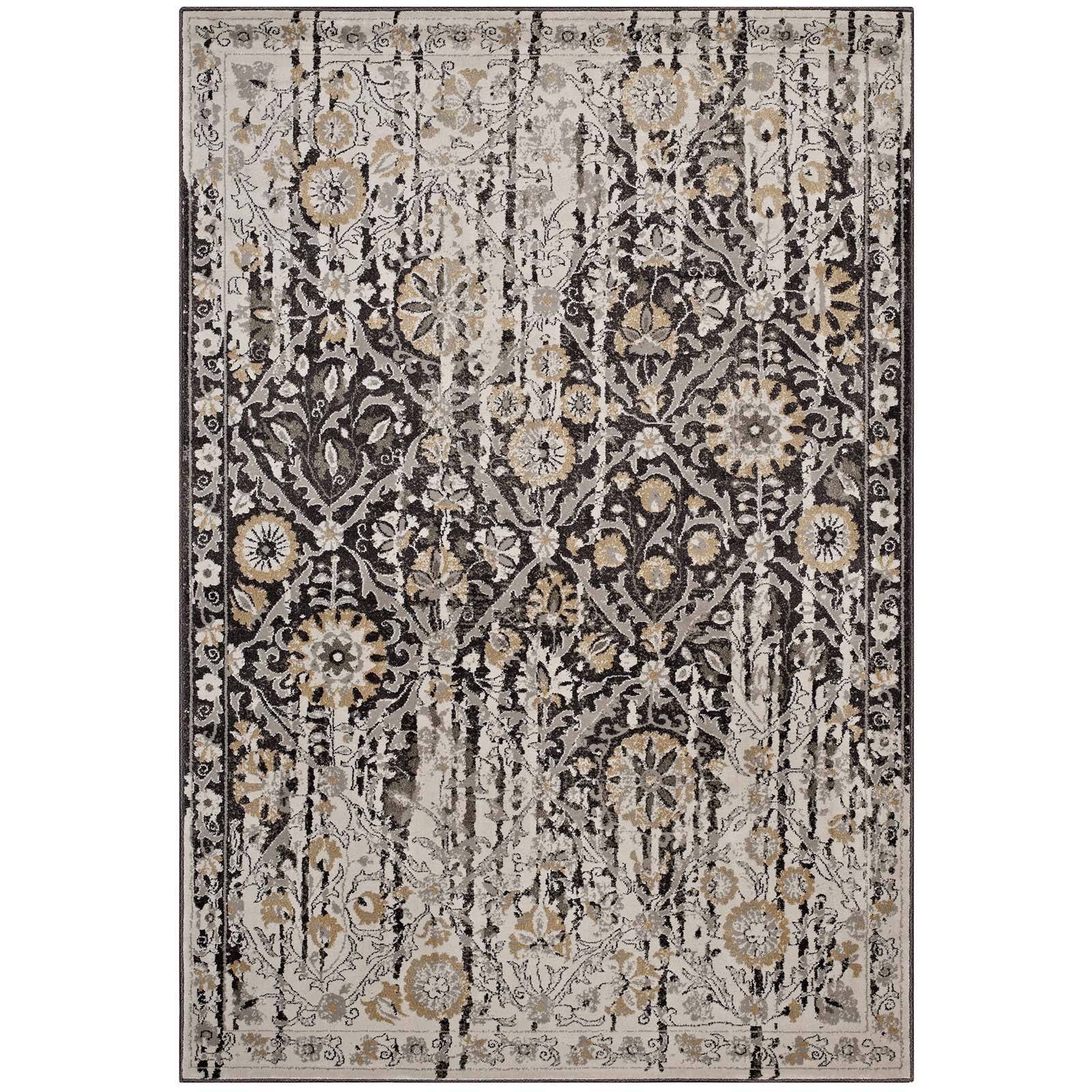 Ganesa Distressed Diamond Floral
Lattice 8x10 Area Rug