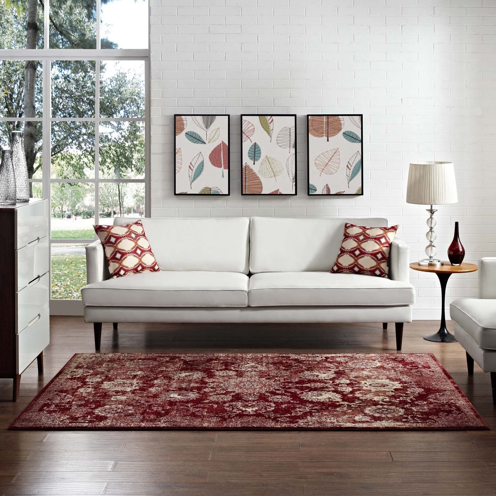 Cynara Distressed Floral Persian
Medallion 5x8 Area Rug