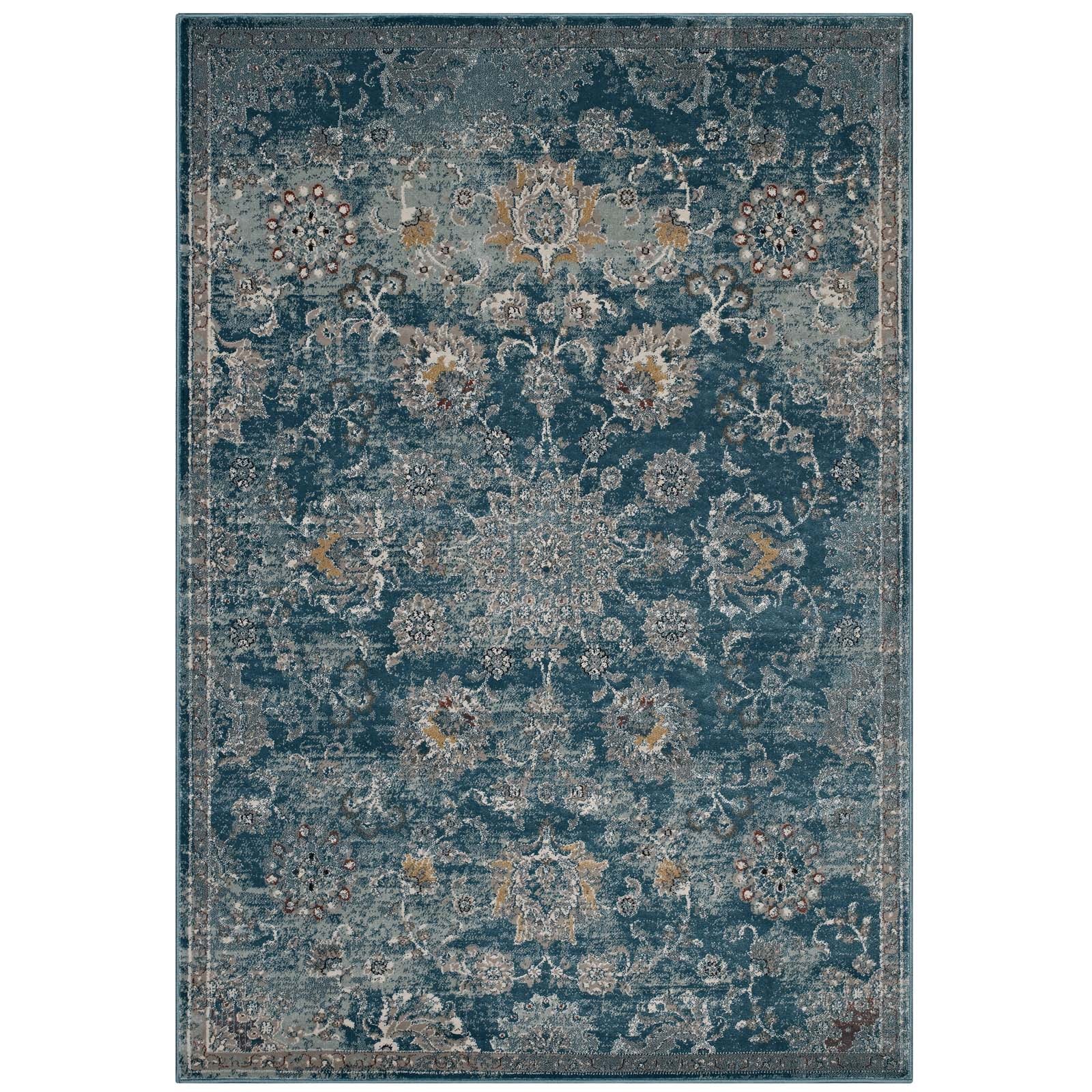 Cynara Distressed Floral Persian
Medallion 5x8 Area Rug