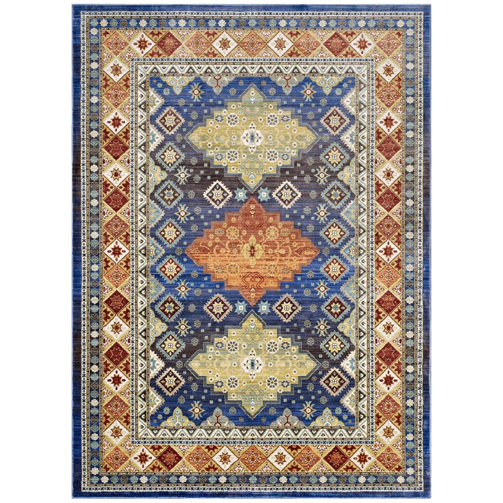 Atzi  Distressed 
Southwestern Diamond Floral 8x10 Area Rug