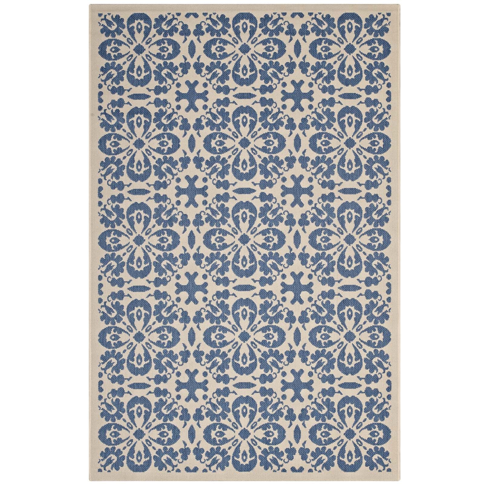 Ariana Vintage Floral Trellis 5x8 Indoor and Outdoor Area Rug