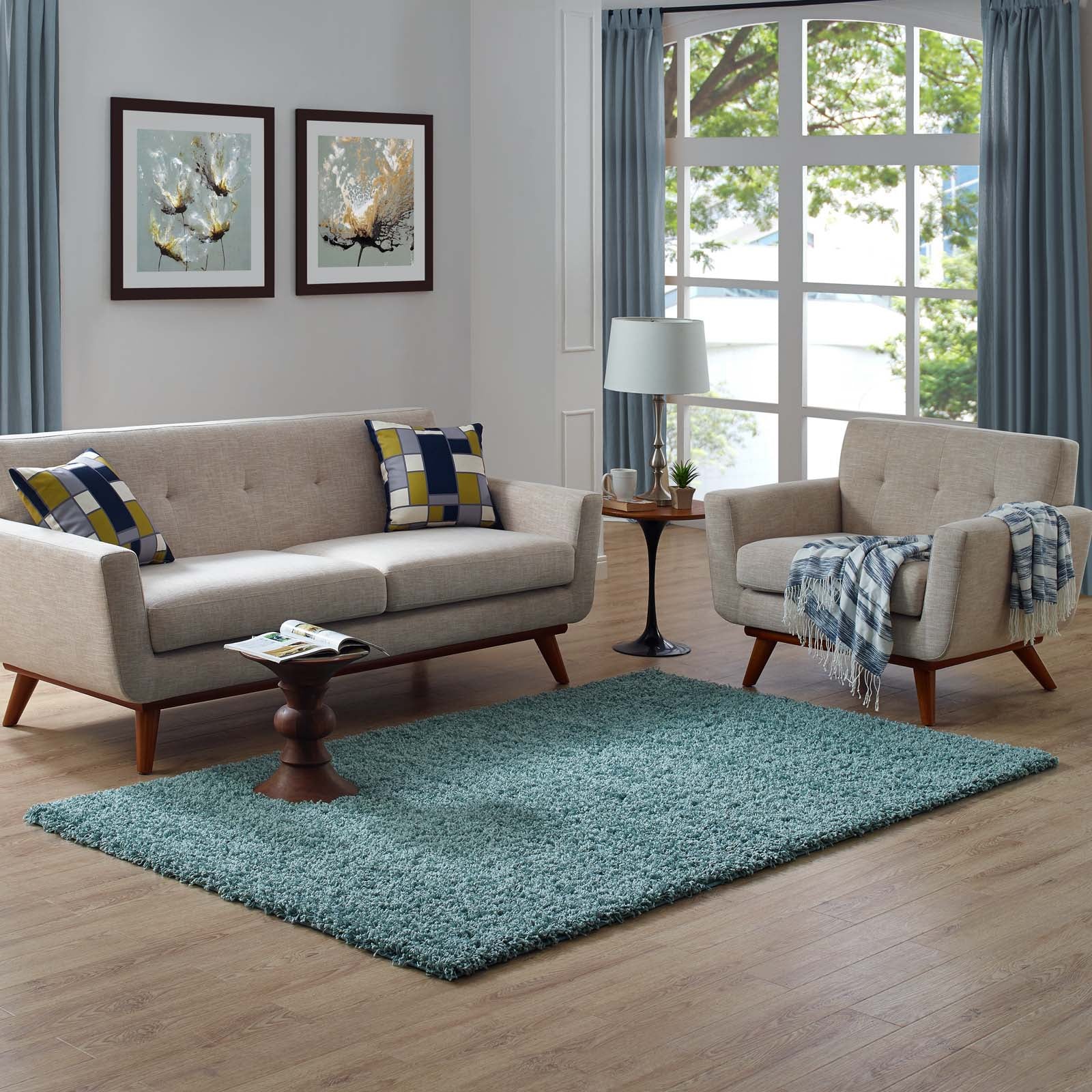 Enyssa Solid 5x8 Shag Area Rug