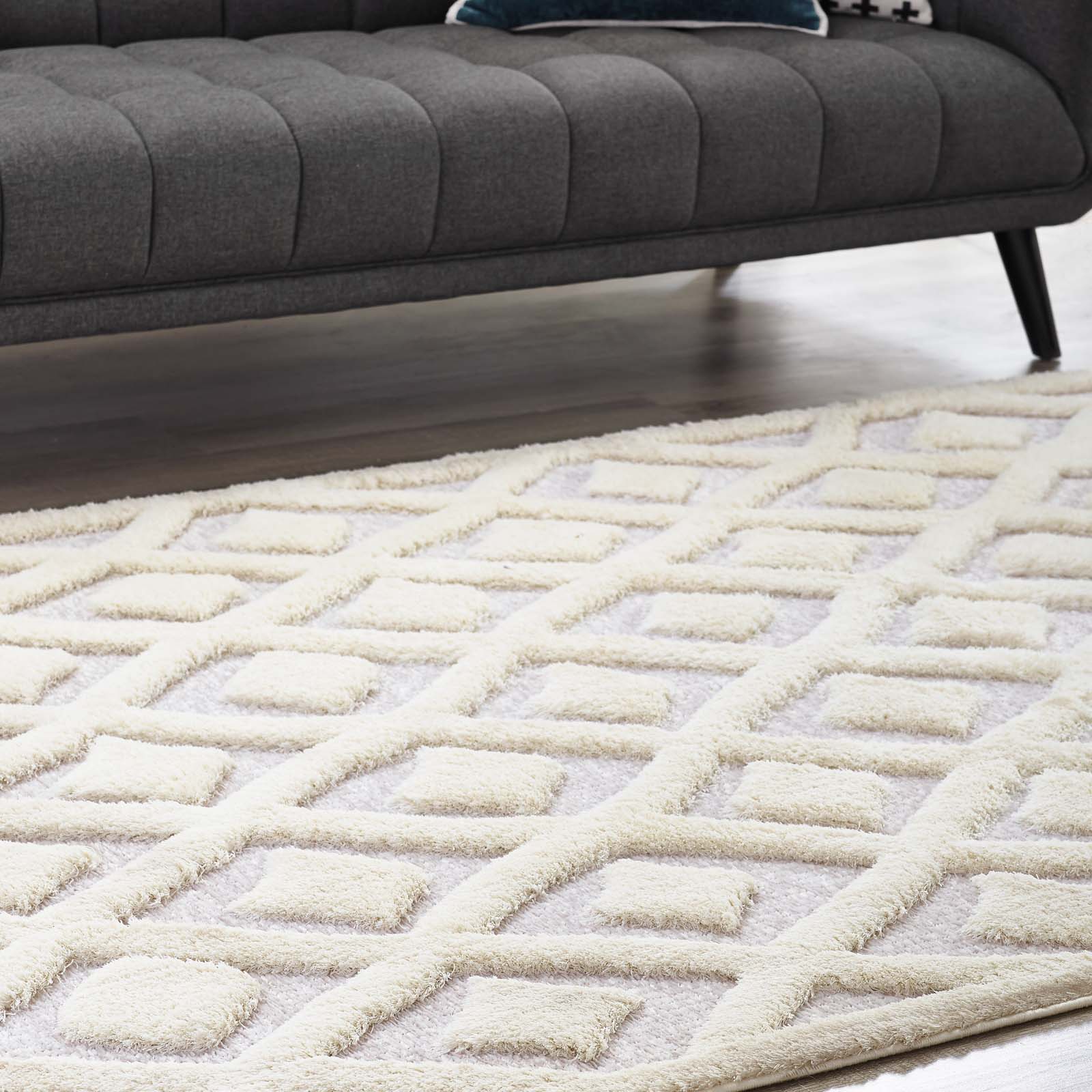 Whimsical Morsel Abstract Diamond Lattice 5x8 Shag Area Rug