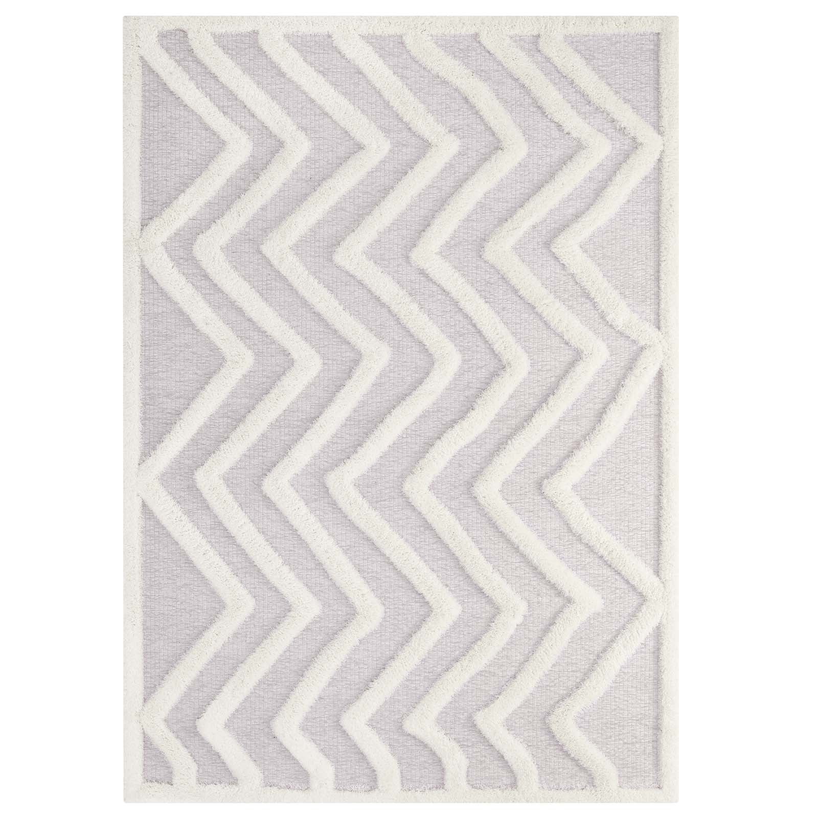 Whimsical Pathway Abstract Chevron 5x8 Shag Area Rug