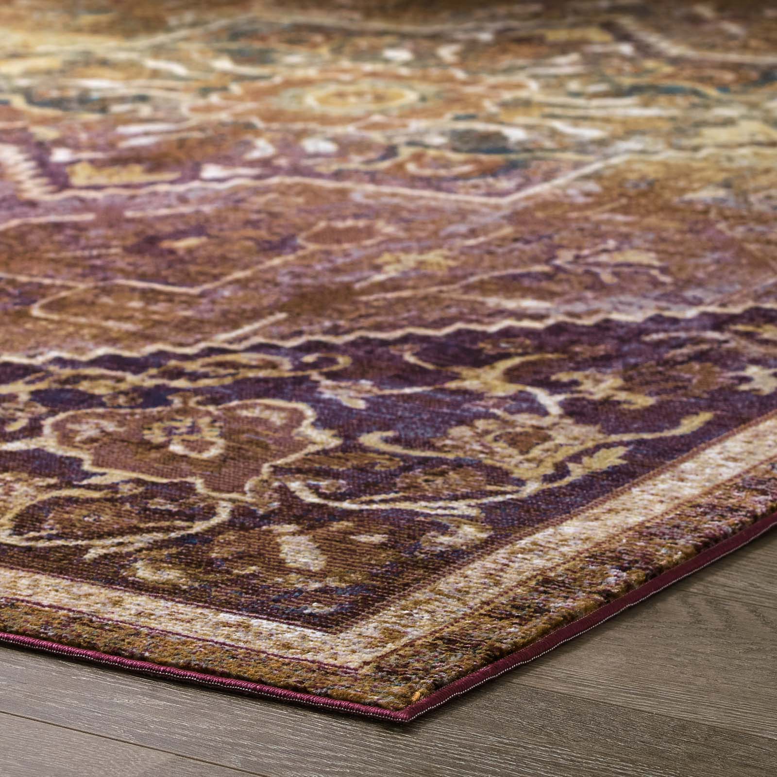 Success Kaede Transitional Distressed Vintage Floral Persian Medallion 8x10 Area Rug