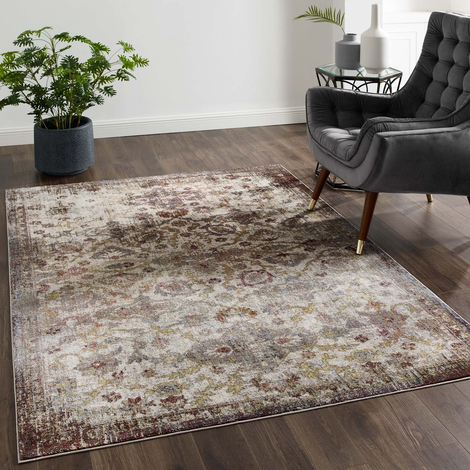 Success Kaede Distressed Vintage Floral Moroccan Trellis 5x8 Area Rug