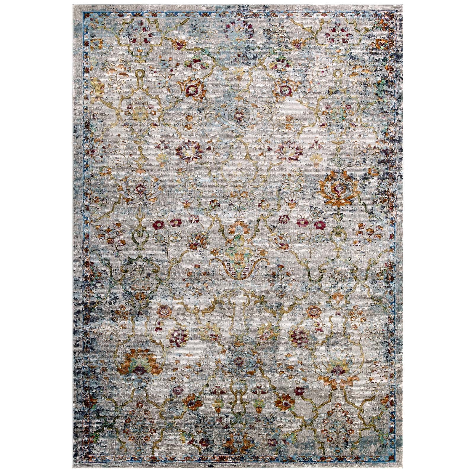 Success Manuka Distressed Vintage Floral Lattice 4x6 Area Rug